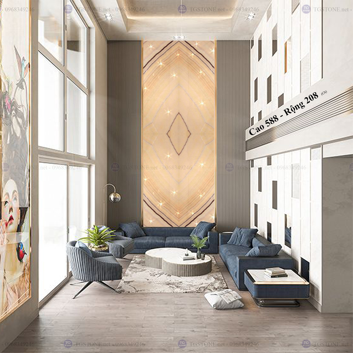 ĐÁ TRANH VÁCH THÔNG TẦNG 124