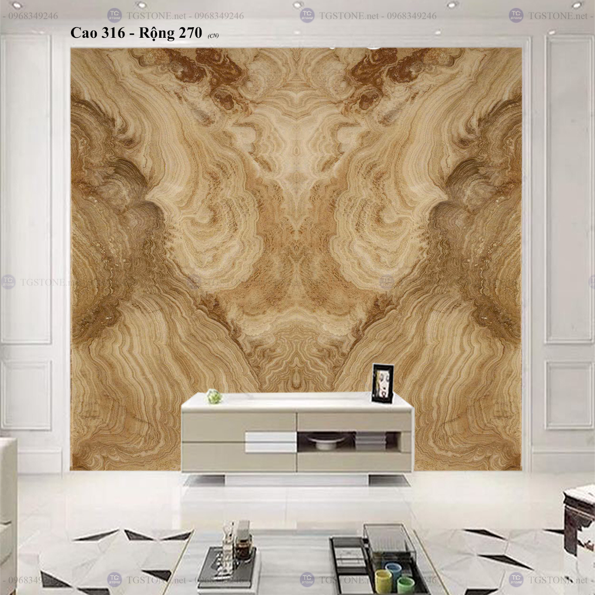 Tranh Đá Đối Xứng Tự Nhiên Xuyên Sáng Onyx 100