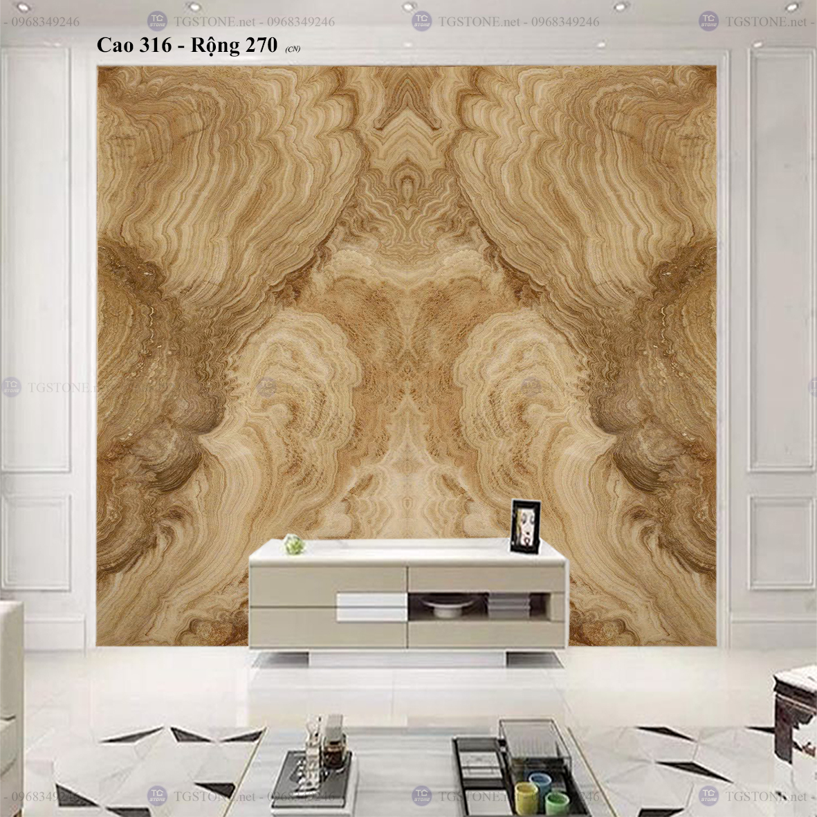 Tranh Đá Đối Xứng Tự Nhiên Xuyên Sáng Onyx 101