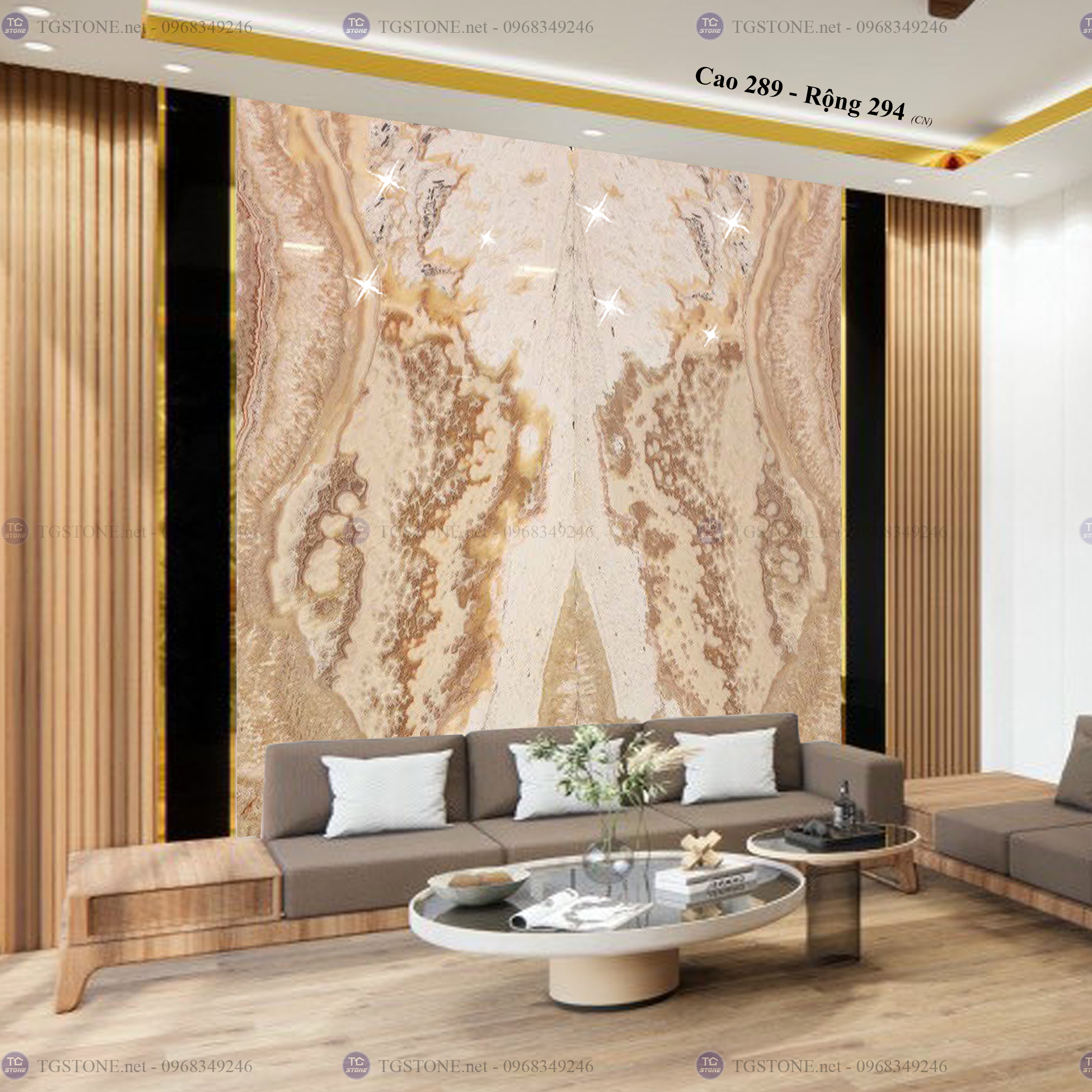 Tranh Đá Đối Xứng Tự Nhiên Xuyên Sáng Onyx 104