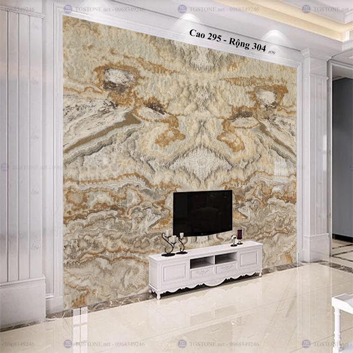 Tranh Đá Đối Xứng Tự Nhiên Xuyên Sáng Onyx 107