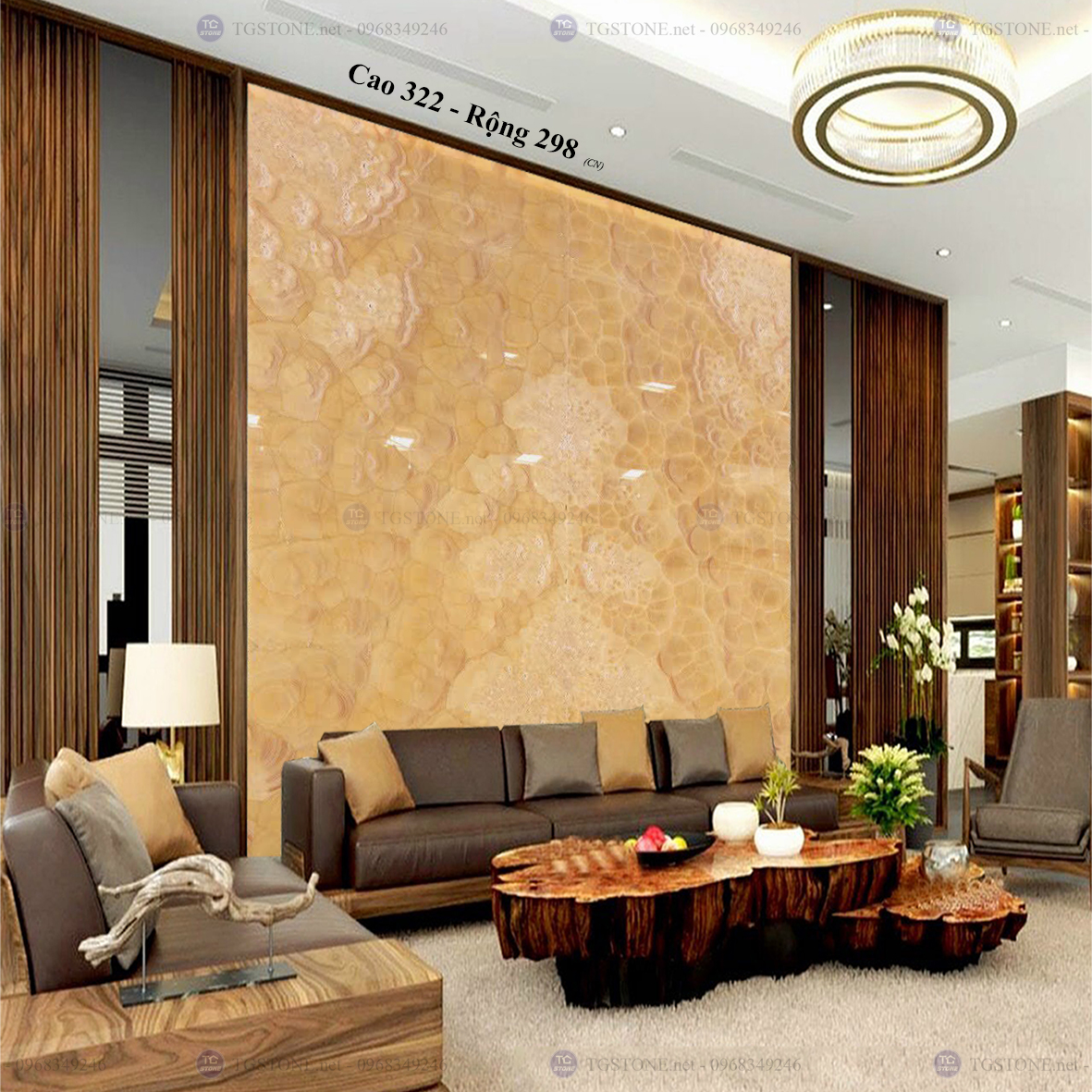 Tranh Đá Đối Xứng Tự Nhiên Xuyên Sáng Onyx 108