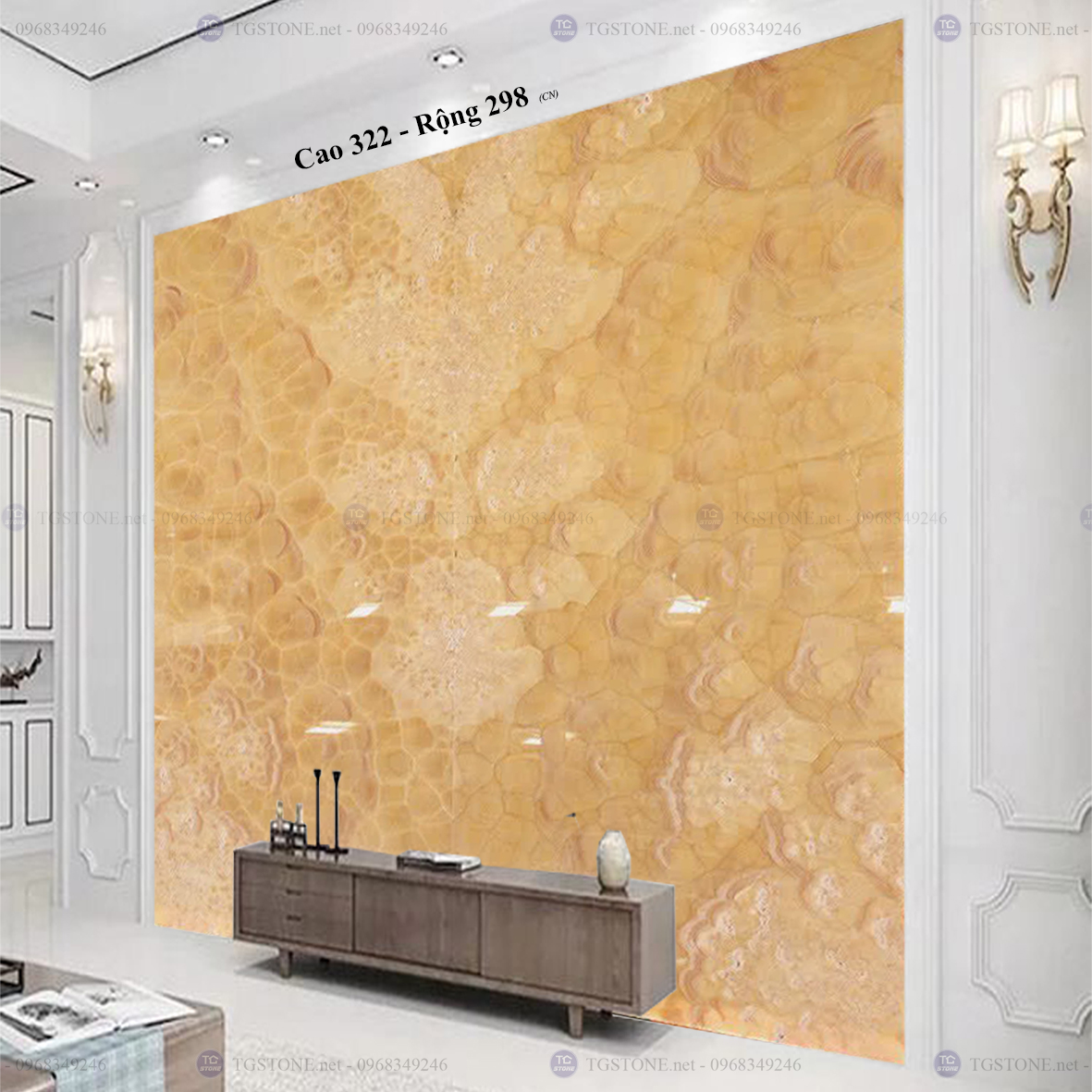 Tranh Đá Đối Xứng Tự Nhiên Xuyên Sáng Onyx 109