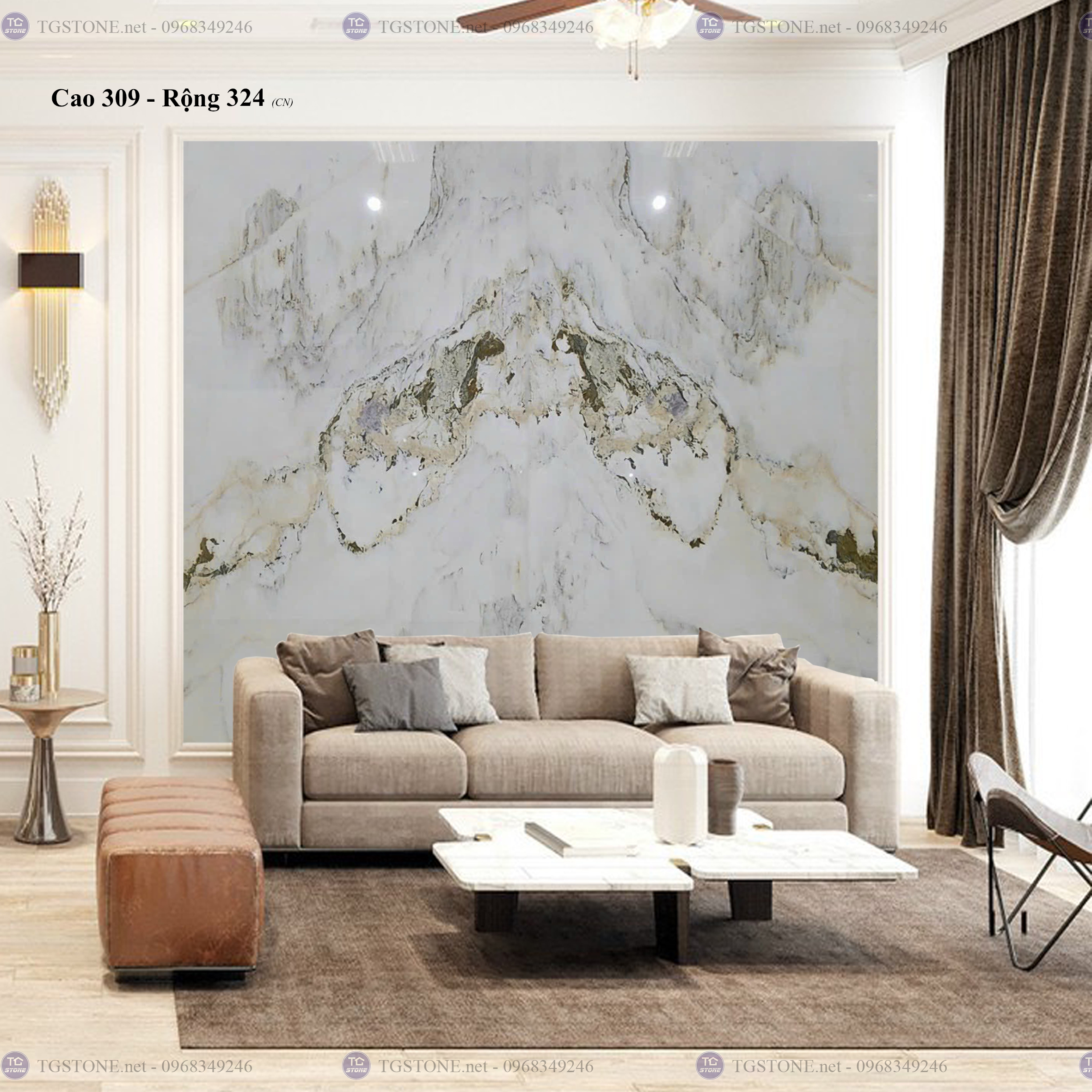 Tranh Đá Đối Xứng Tự Nhiên Xuyên Sáng Onyx 122