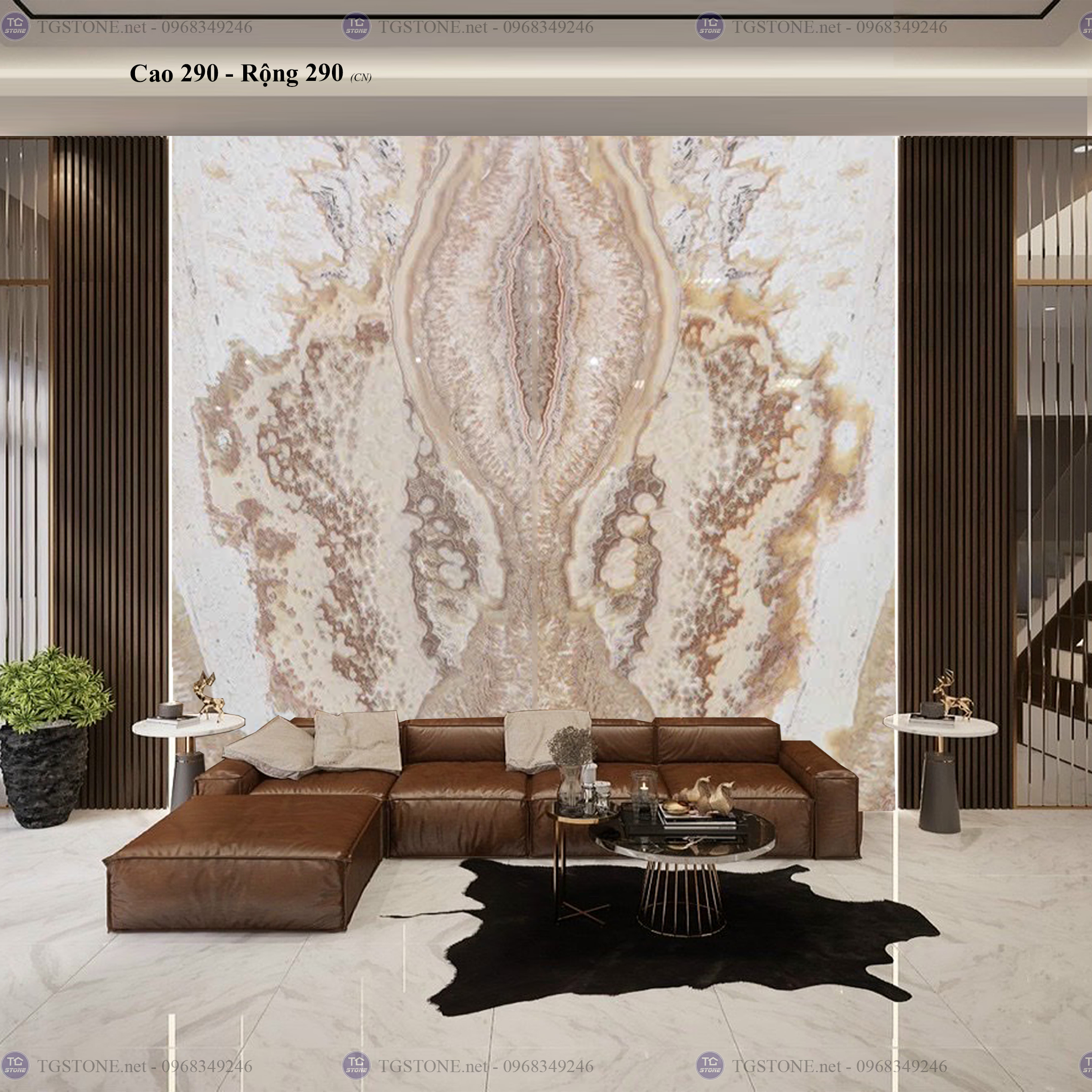 Tranh Đá Đối Xứng Tự Nhiên Xuyên Sáng Onyx 132