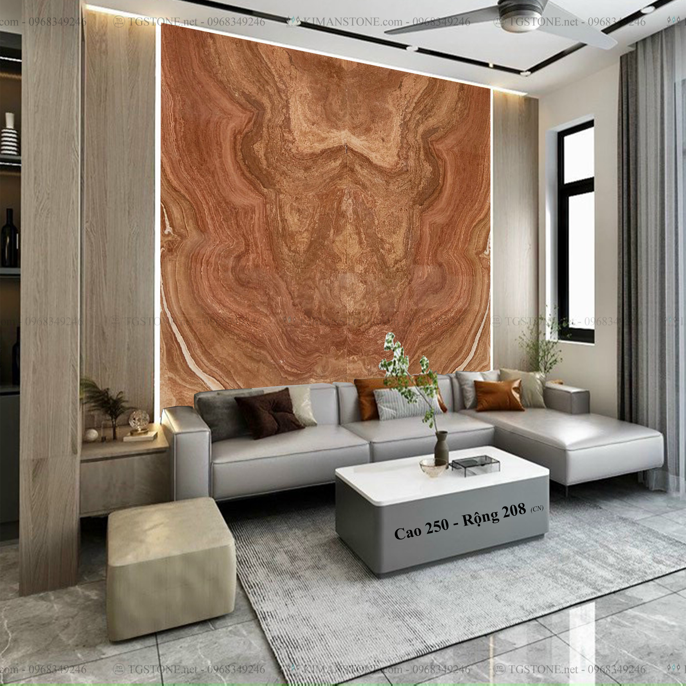 Tranh Đá Đối Xứng Tự Nhiên Xuyên Sáng Onyx 14