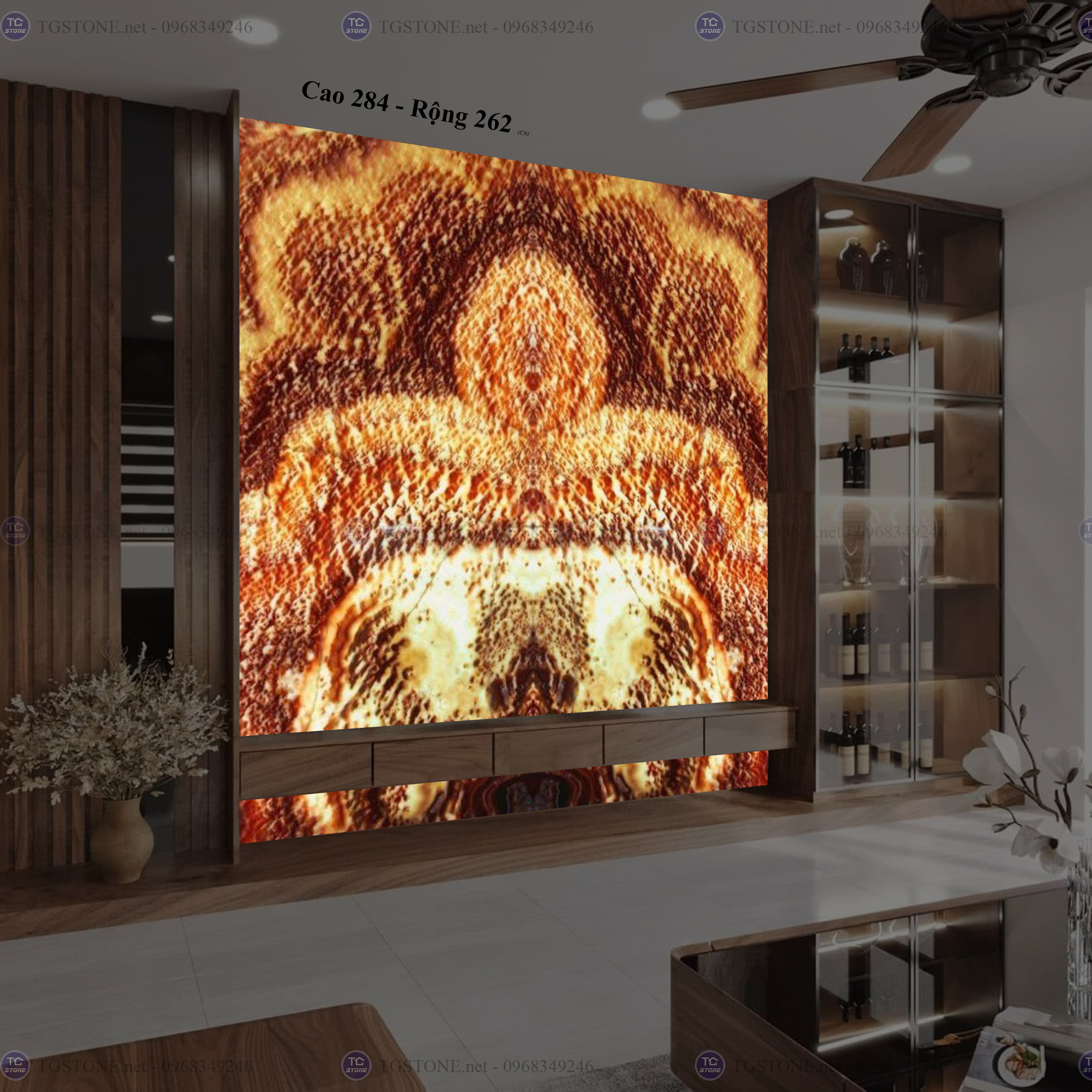 Tranh Đá Đối Xứng Tự Nhiên Xuyên Sáng Onyx 141