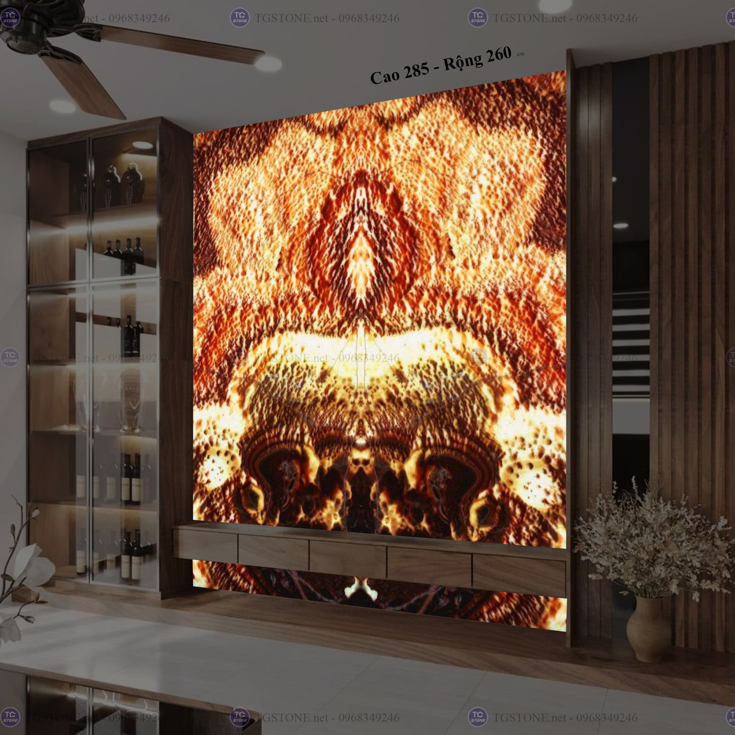 Tranh Đá Đối Xứng Tự Nhiên Xuyên Sáng Onyx 143