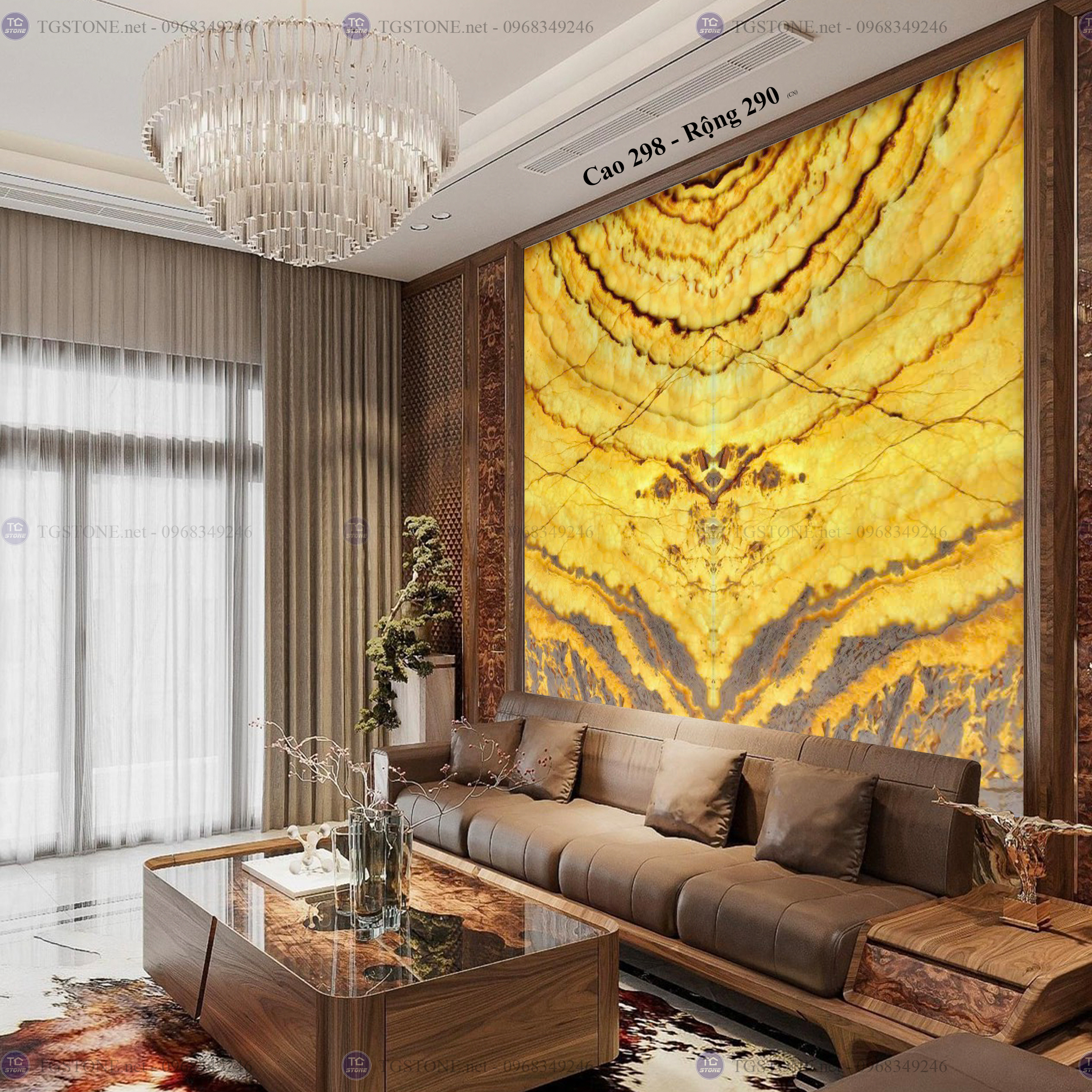Tranh Đá Đối Xứng Tự Nhiên Xuyên Sáng Onyx 147