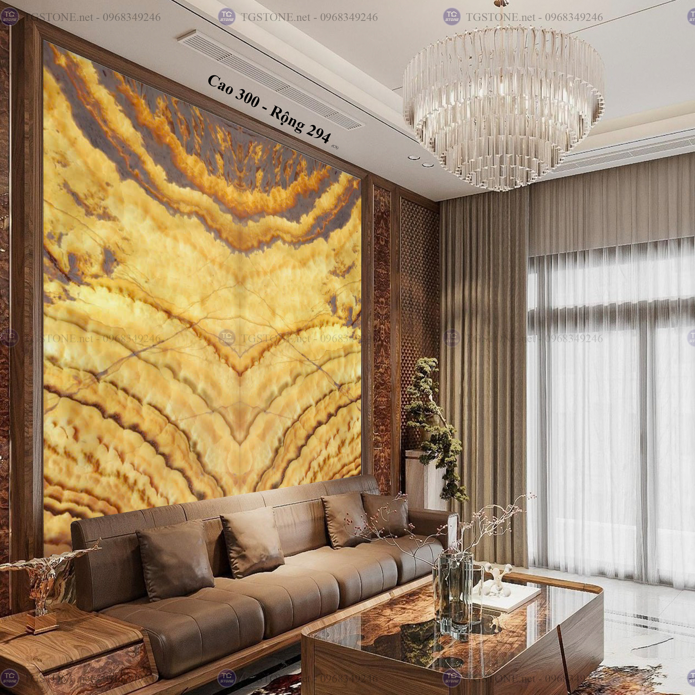 Tranh Đá Đối Xứng Tự Nhiên Xuyên Sáng Onyx 149