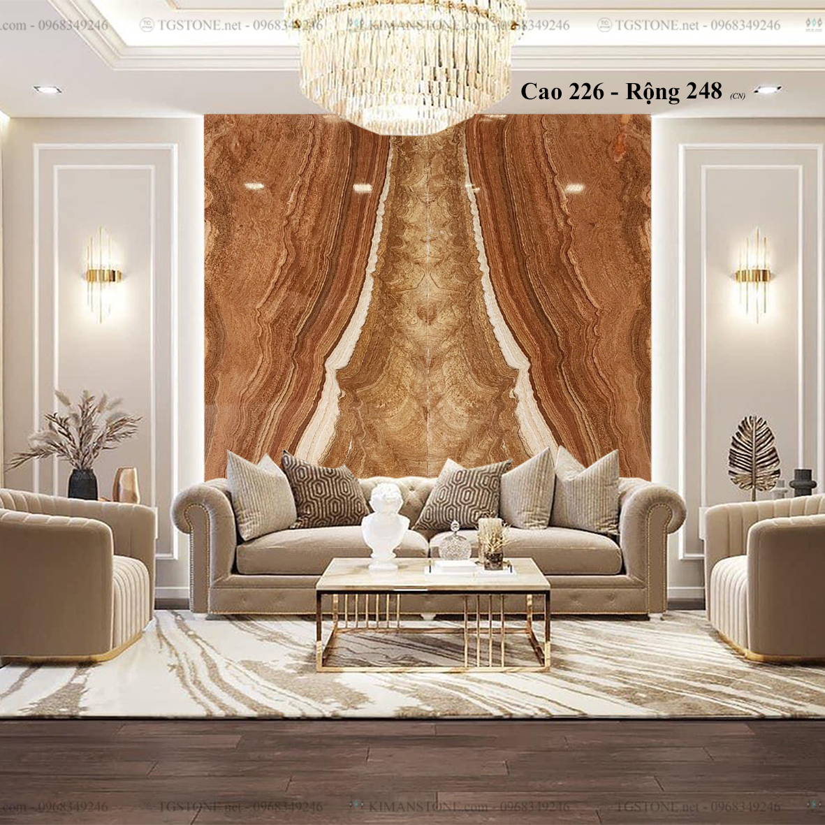 Tranh Đá Đối Xứng Tự Nhiên Xuyên Sáng Onyx 15