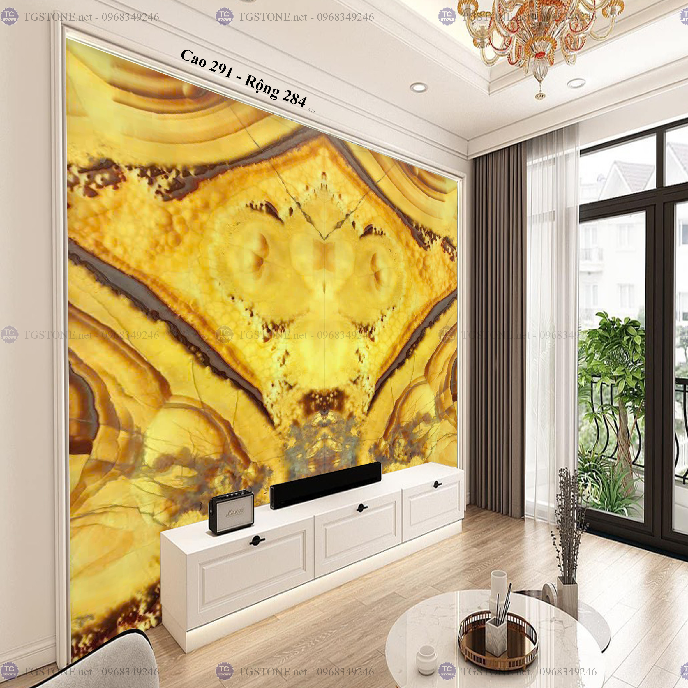 Tranh Đá Đối Xứng Tự Nhiên Xuyên Sáng Onyx 150