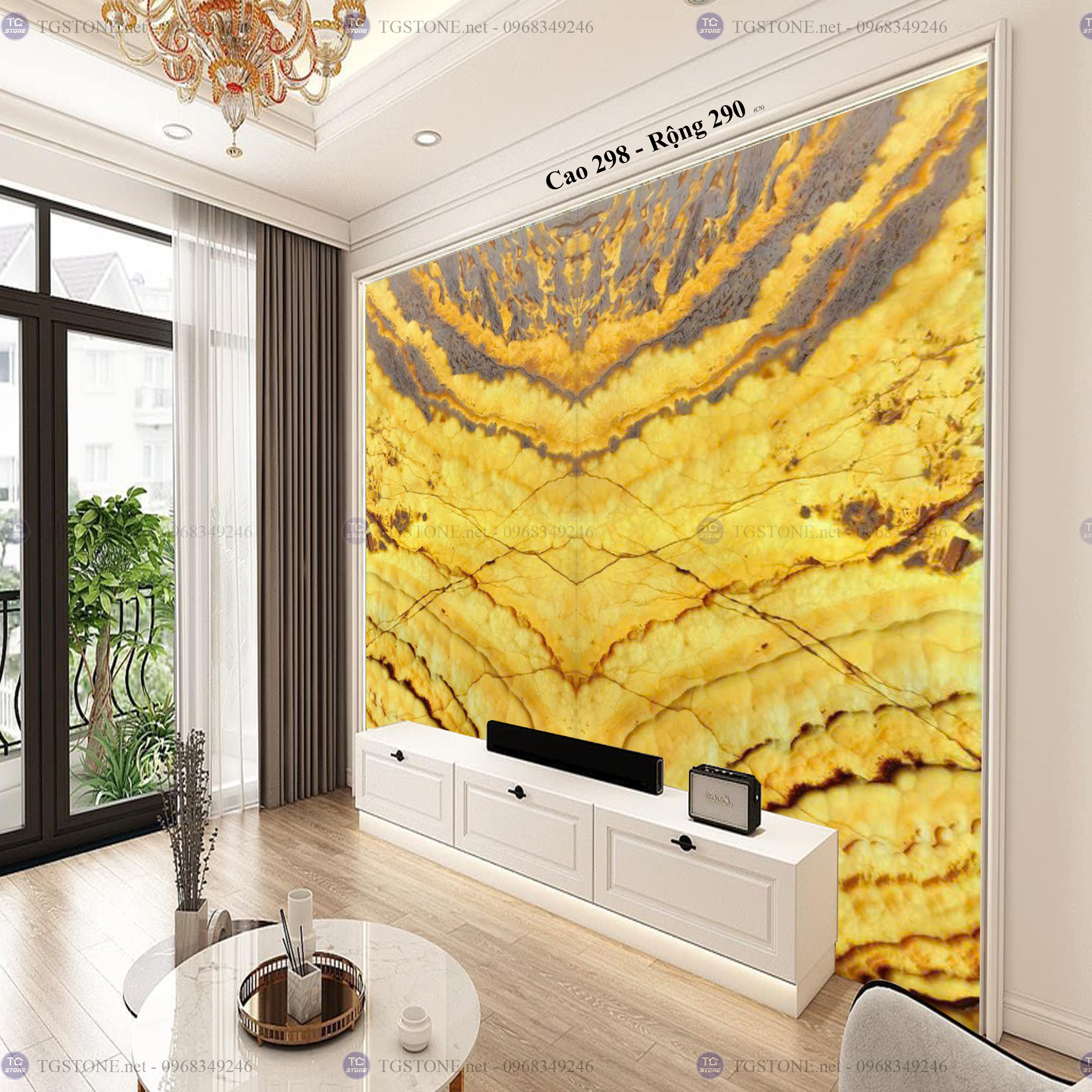 Tranh Đá Đối Xứng Tự Nhiên Xuyên Sáng Onyx 153