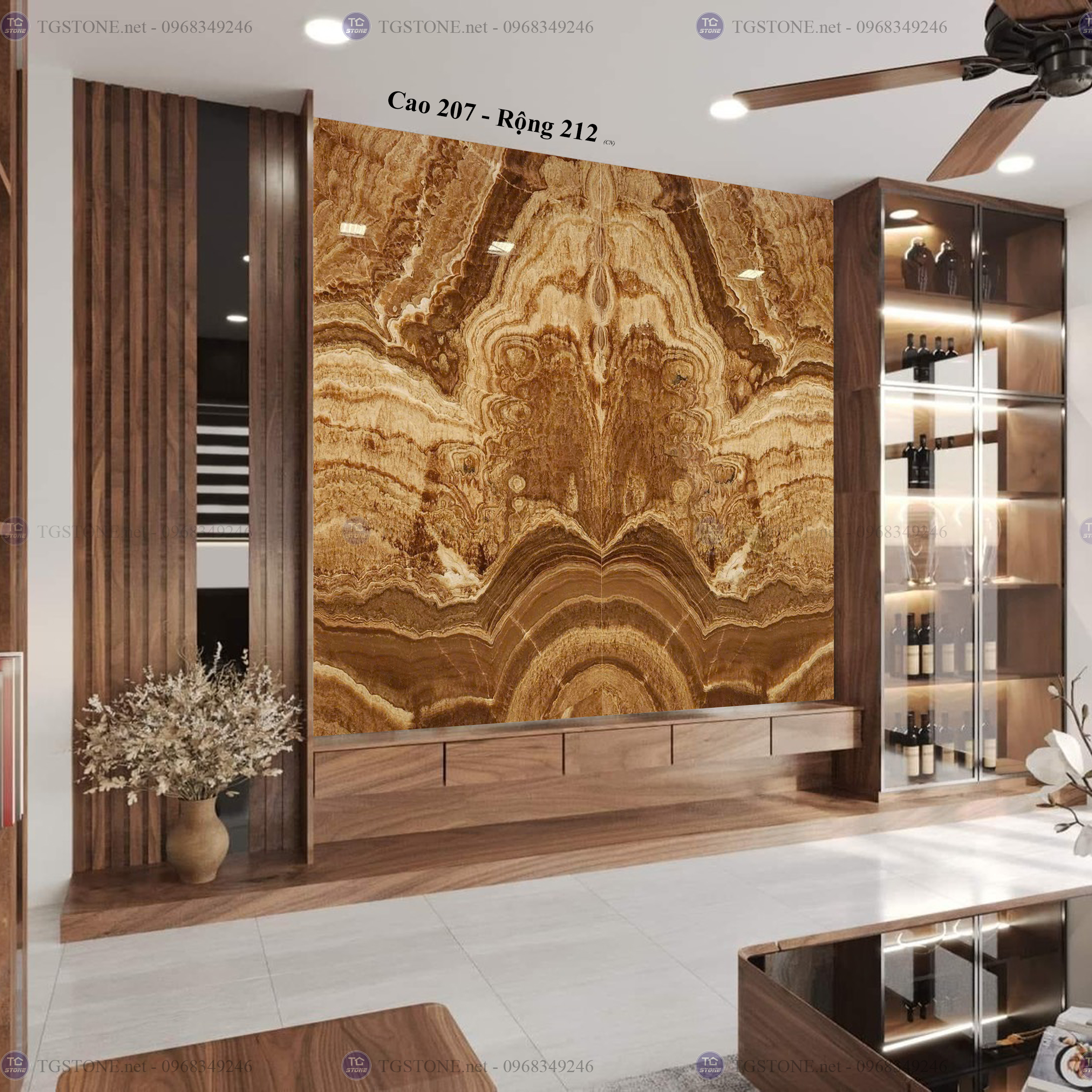 Tranh Đá Đối Xứng Tự Nhiên Xuyên Sáng Onyx 154