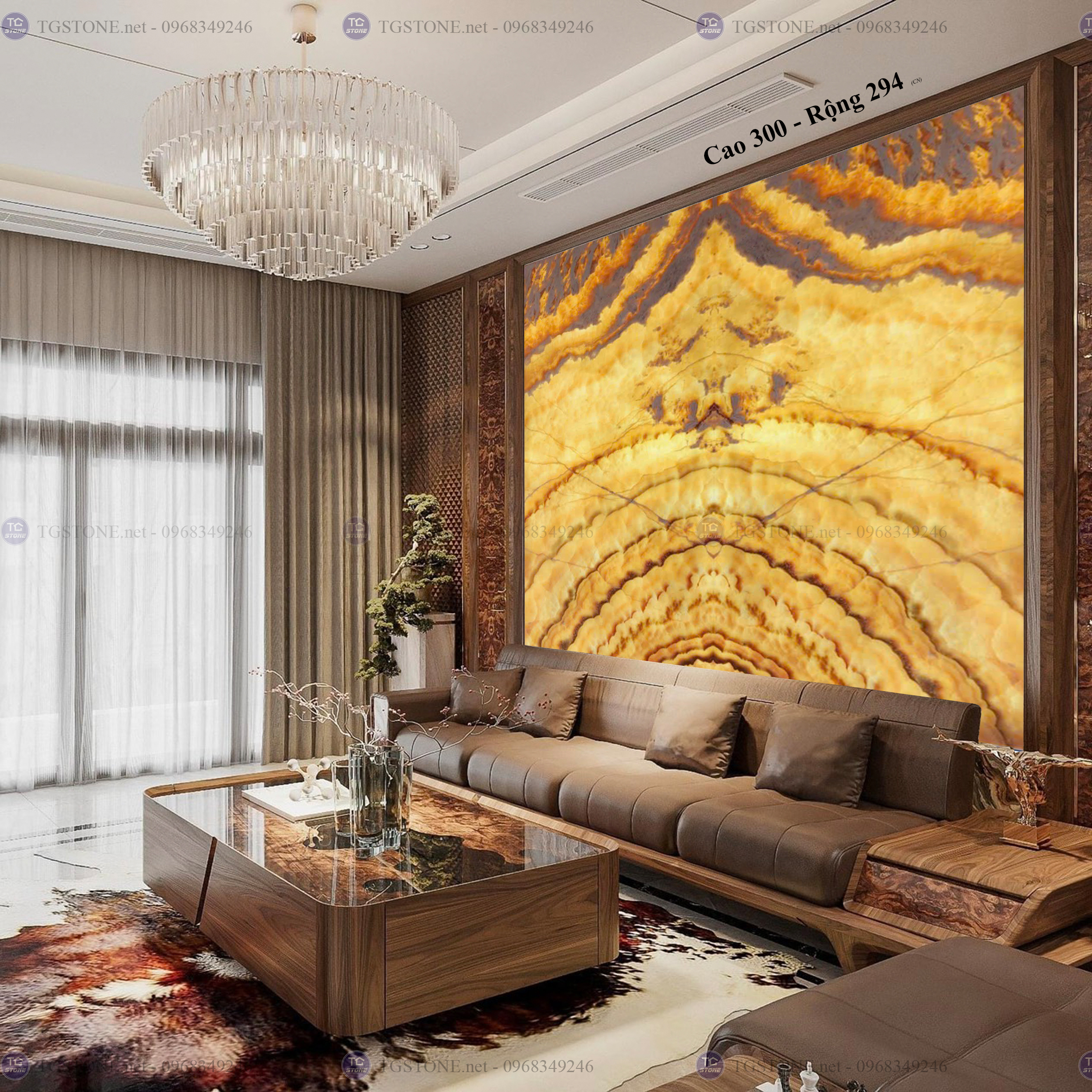 Tranh Đá Đối Xứng Tự Nhiên Xuyên Sáng Onyx 170