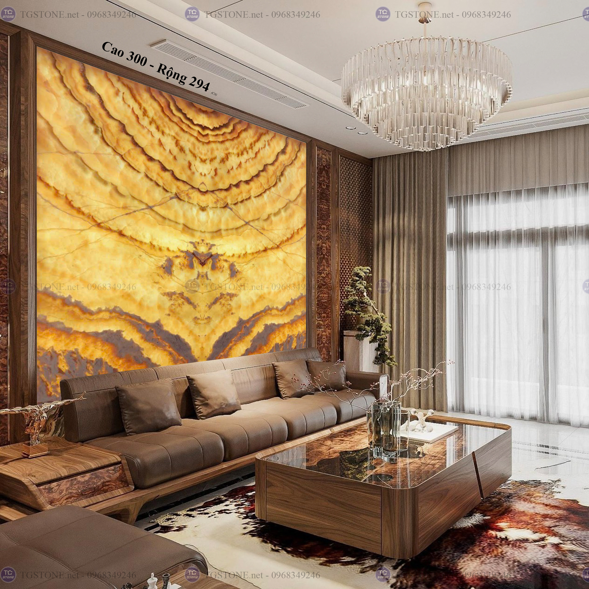 Tranh Đá Đối Xứng Tự Nhiên Xuyên Sáng Onyx 171