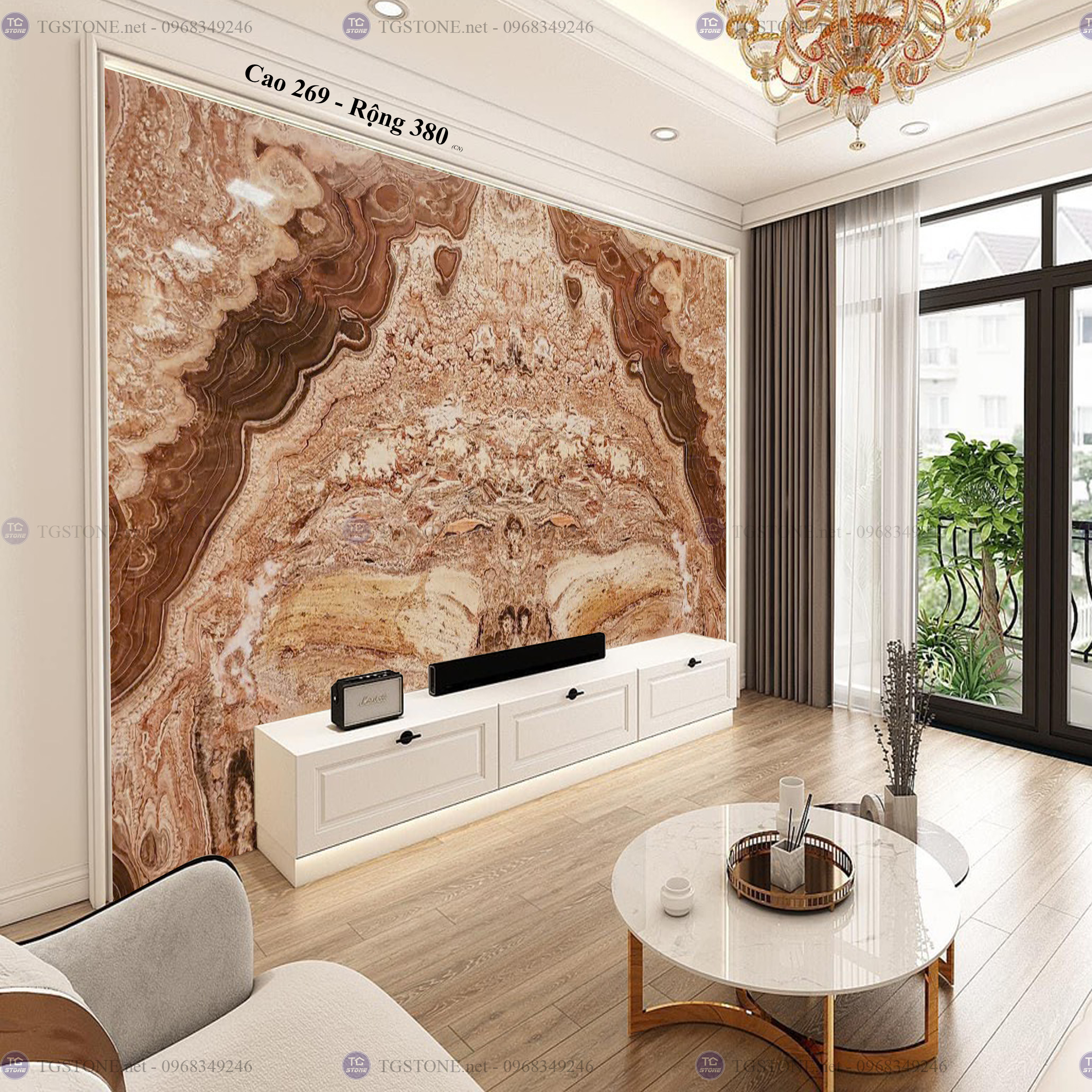 Tranh Đá Đối Xứng Tự Nhiên Xuyên Sáng Onyx 178