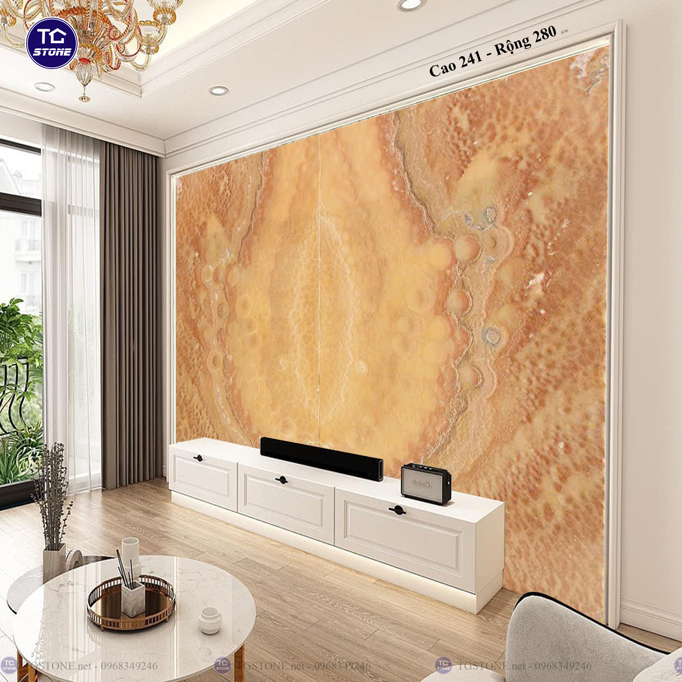 Tranh Đá Đối Xứng Tự Nhiên Xuyên Sáng Onyx 190