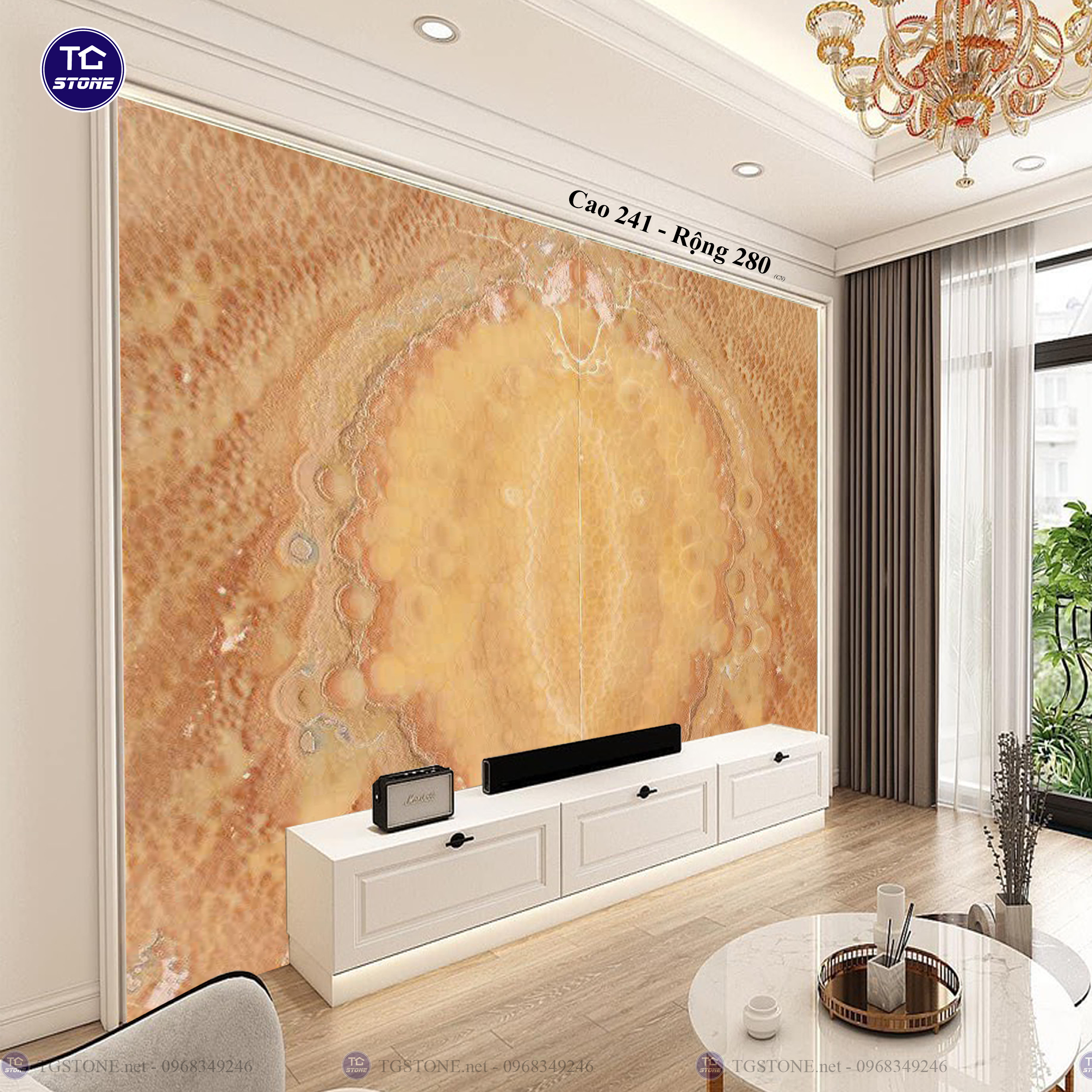 Tranh Đá Đối Xứng Tự Nhiên Xuyên Sáng Onyx 191