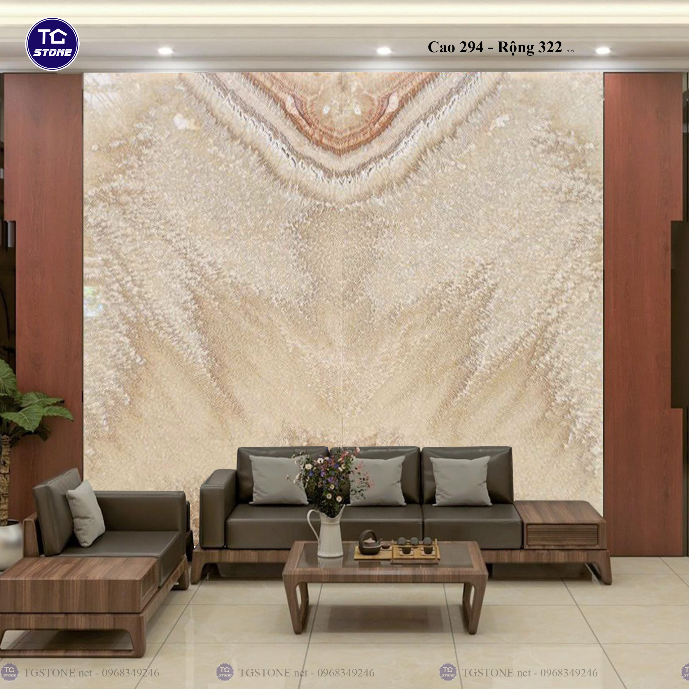 Tranh Đá Đối Xứng Tự Nhiên Xuyên Sáng Onyx 192