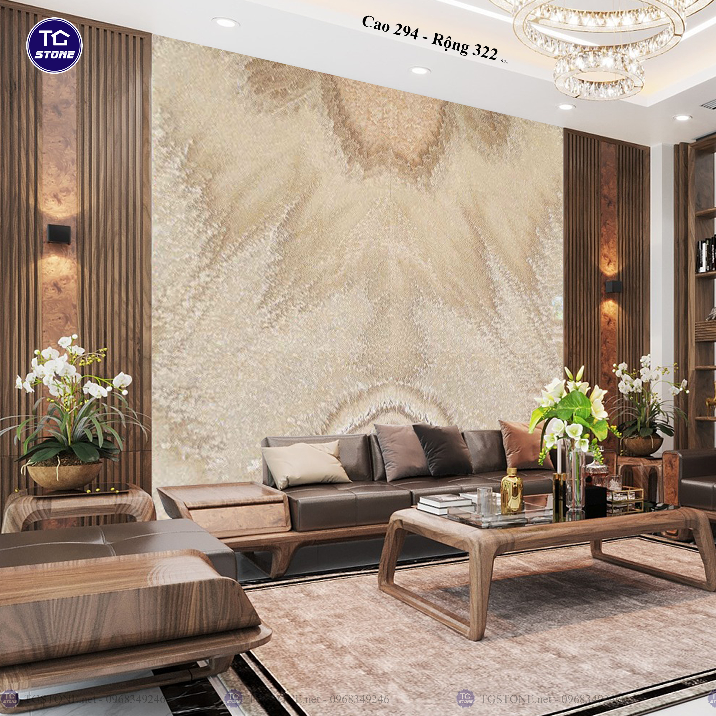 Tranh Đá Đối Xứng Tự Nhiên Xuyên Sáng Onyx 193