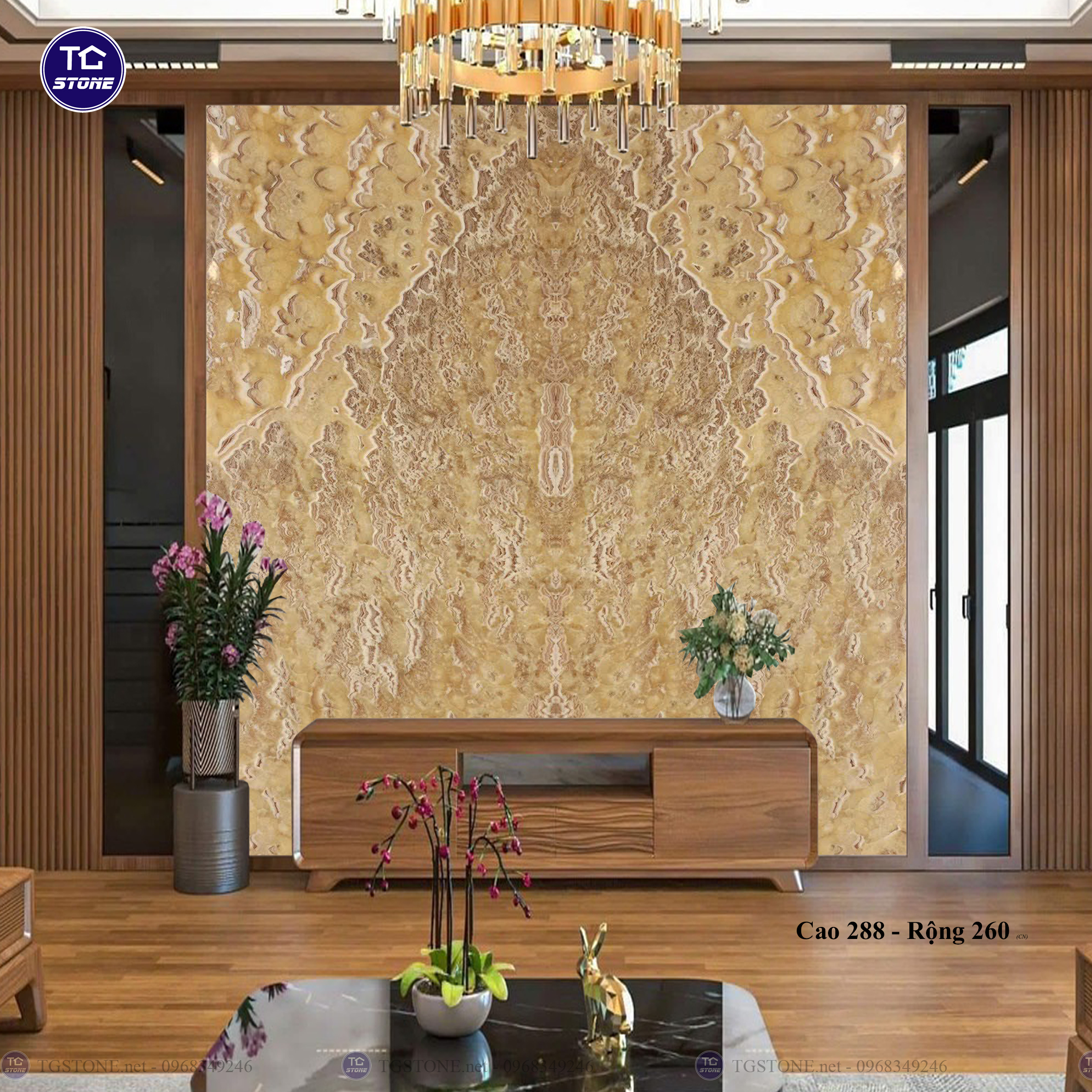 Tranh Đá Đối Xứng Tự Nhiên Xuyên Sáng Onyx 194