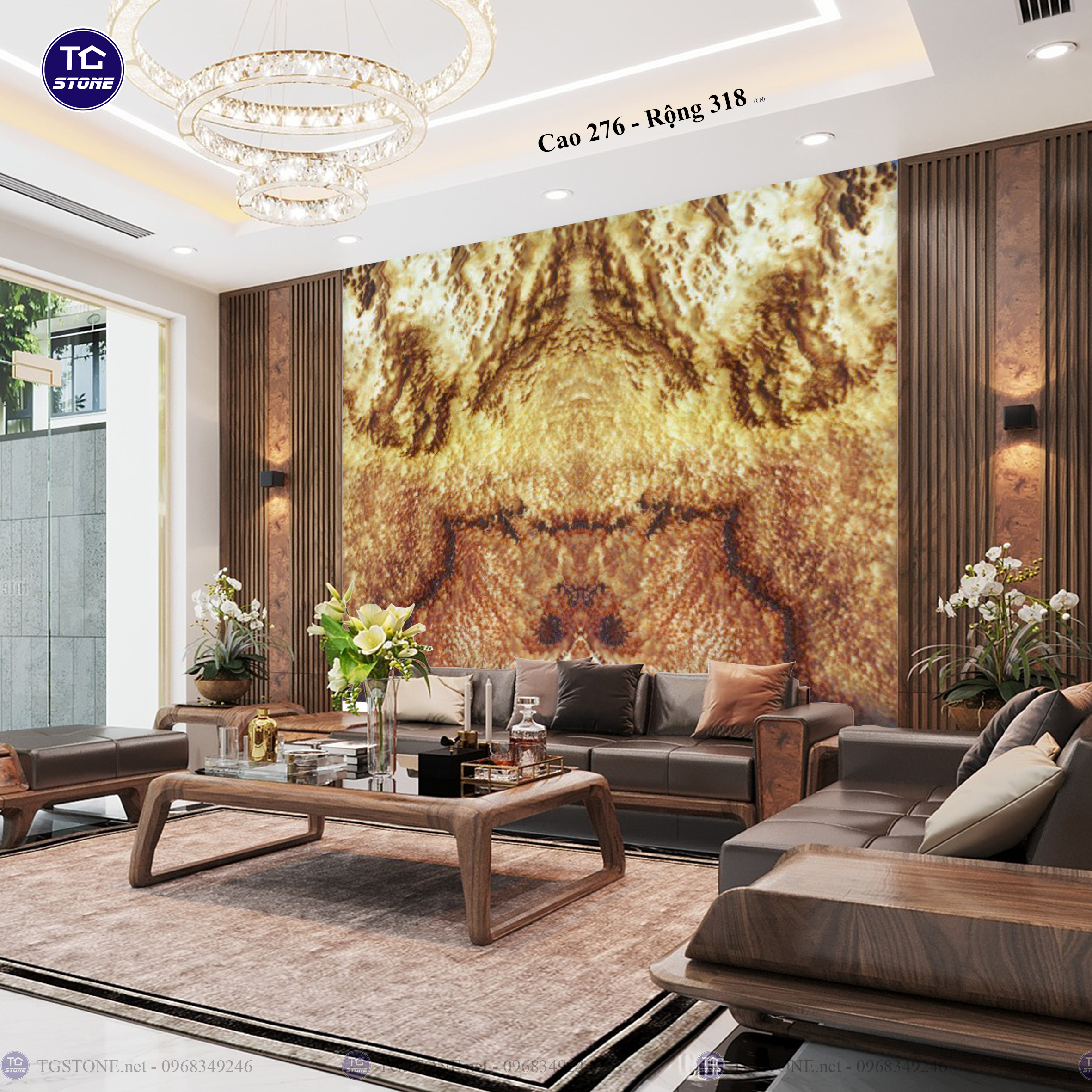 Tranh Đá Đối Xứng Tự Nhiên Xuyên Sáng Onyx 200