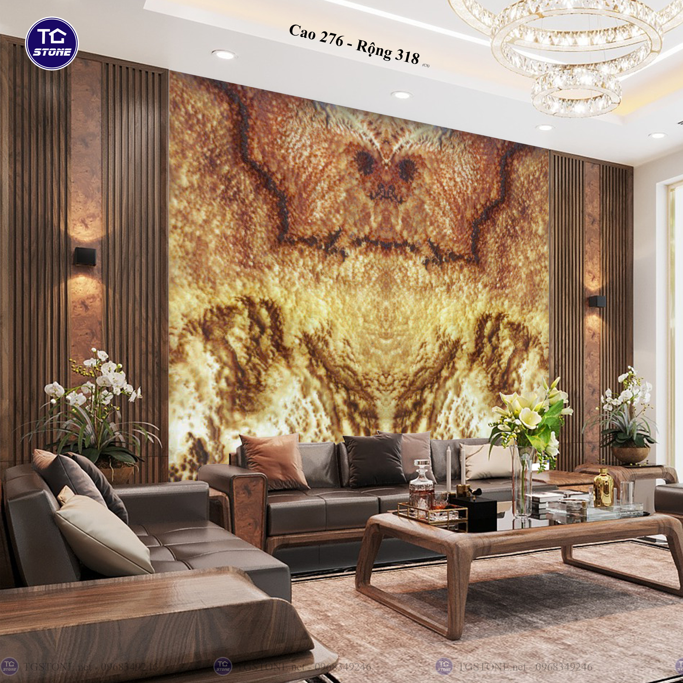 Tranh Đá Đối Xứng Tự Nhiên Xuyên Sáng Onyx 201