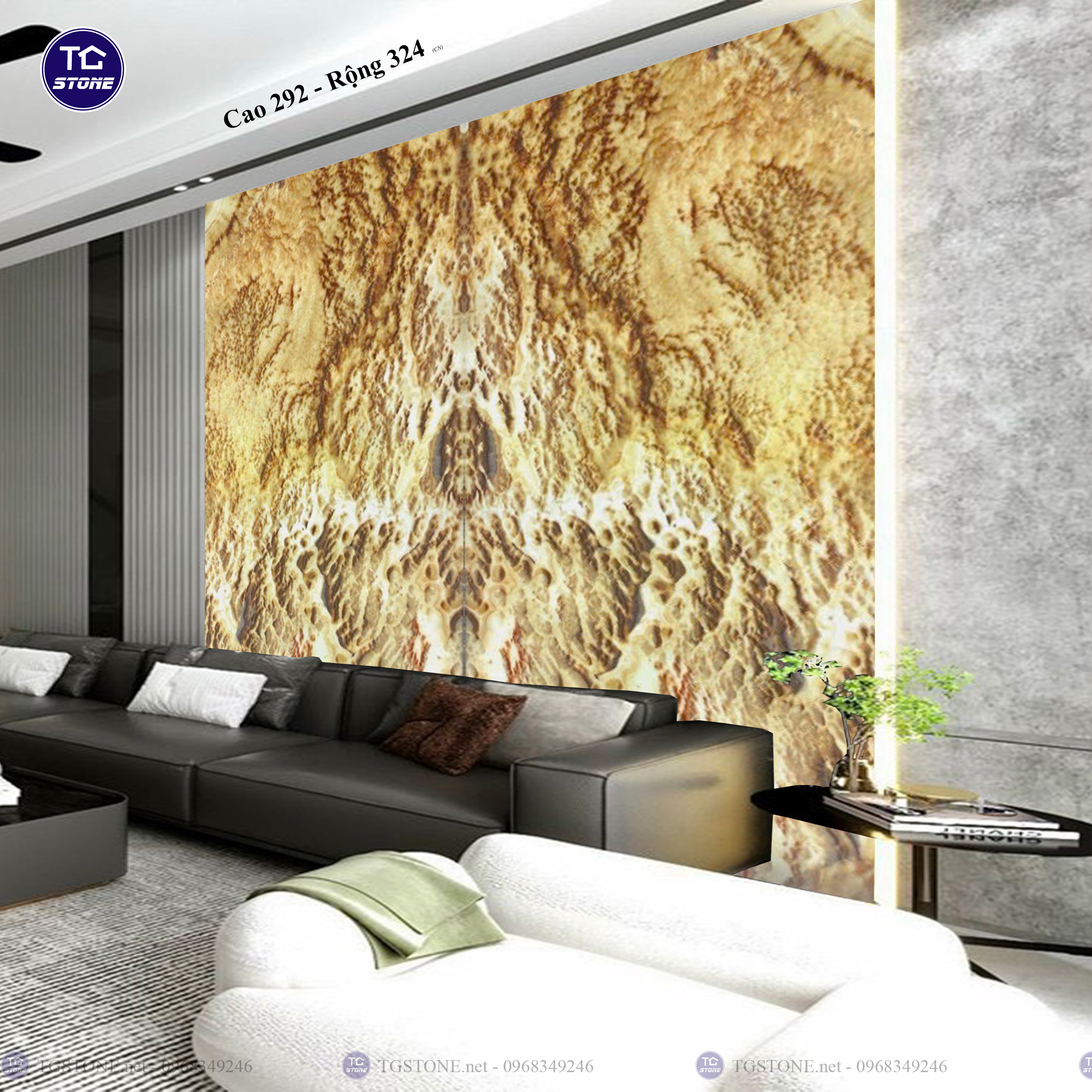 Tranh Đá Đối Xứng Tự Nhiên Xuyên Sáng Onyx 213