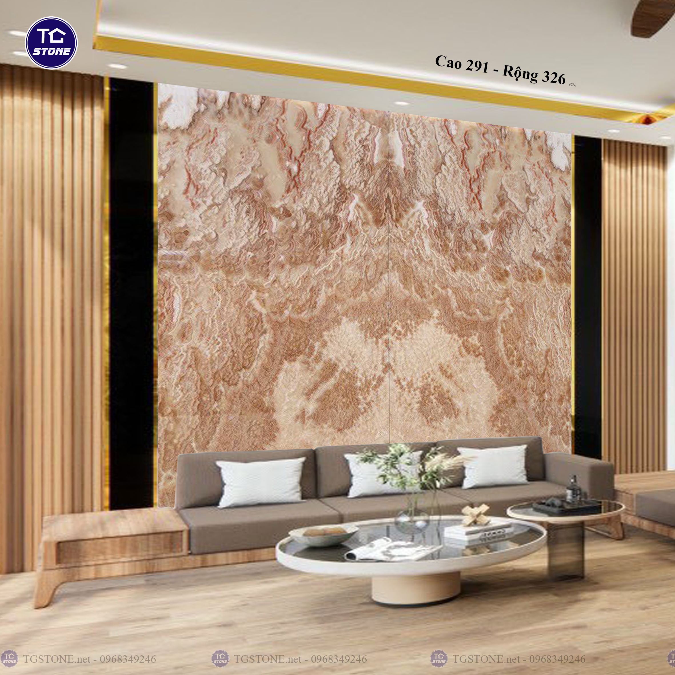 Tranh Đá Đối Xứng Tự Nhiên Xuyên Sáng Onyx 214