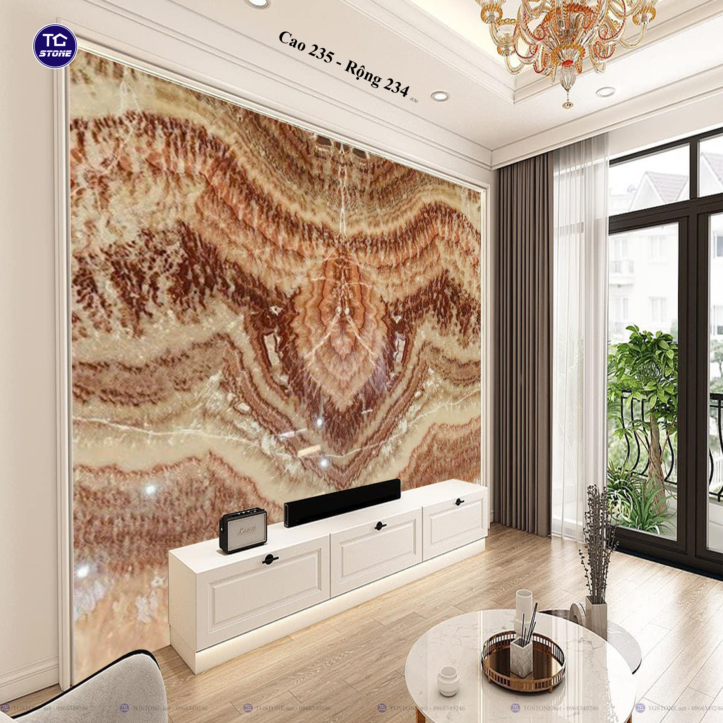 Tranh Đá Đối Xứng Tự Nhiên Xuyên Sáng Onyx 233