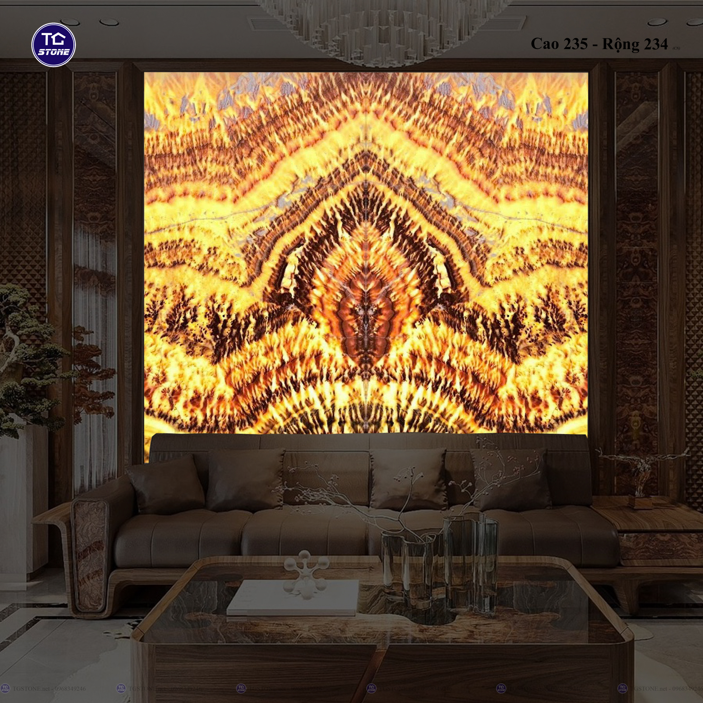 Tranh Đá Đối Xứng Tự Nhiên Xuyên Sáng Onyx 234