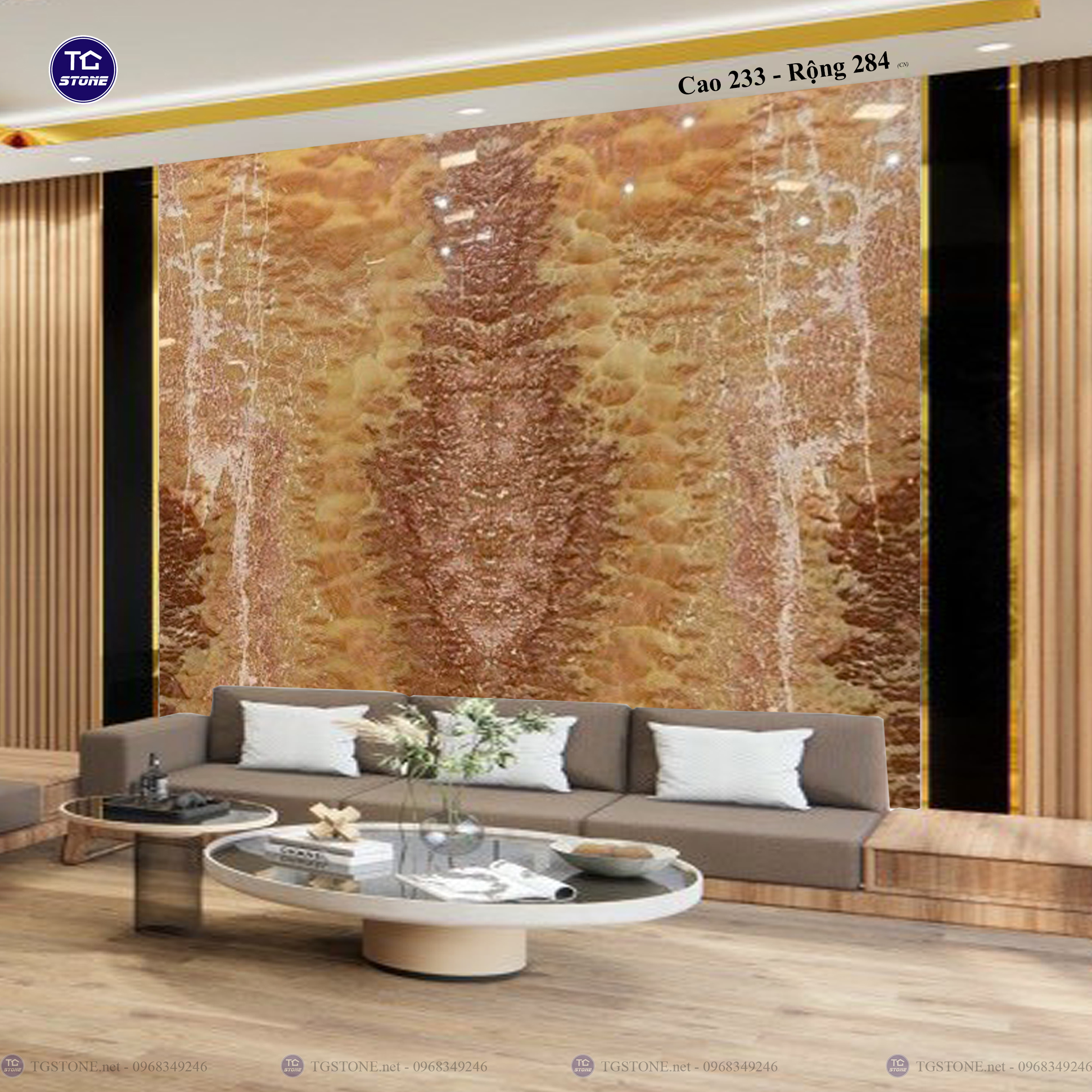 Tranh Đá Đối Xứng Tự Nhiên Xuyên Sáng Onyx 256
