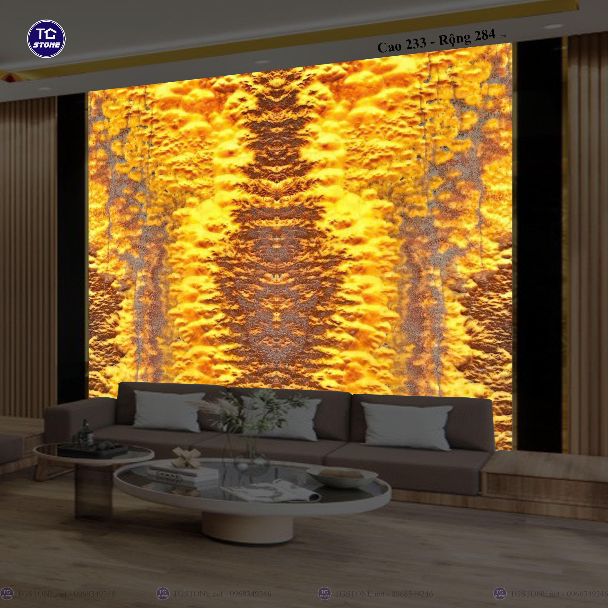 Tranh Đá Đối Xứng Tự Nhiên Xuyên Sáng Onyx 258