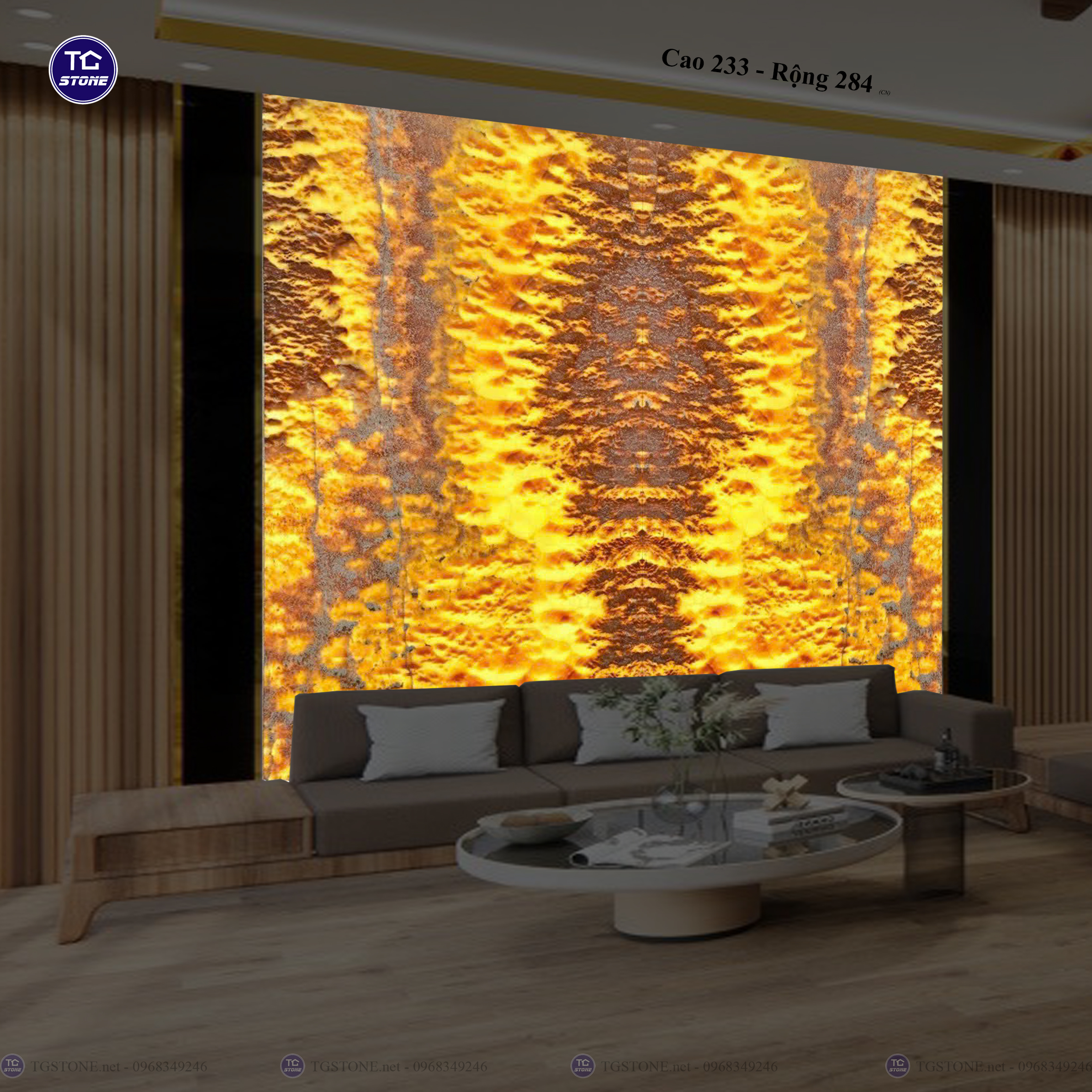 Tranh Đá Đối Xứng Tự Nhiên Xuyên Sáng Onyx 259