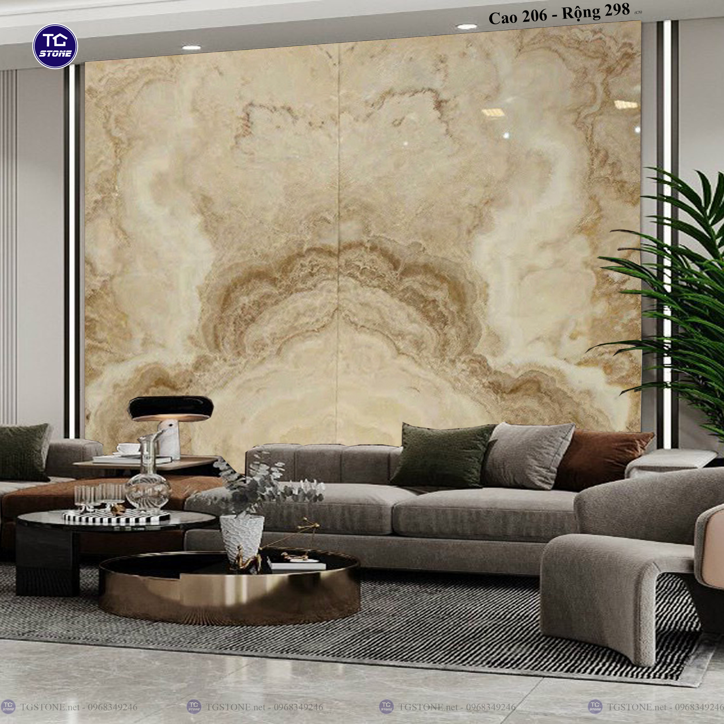 Tranh Đá Đối Xứng Tự Nhiên Xuyên Sáng Onyx 260