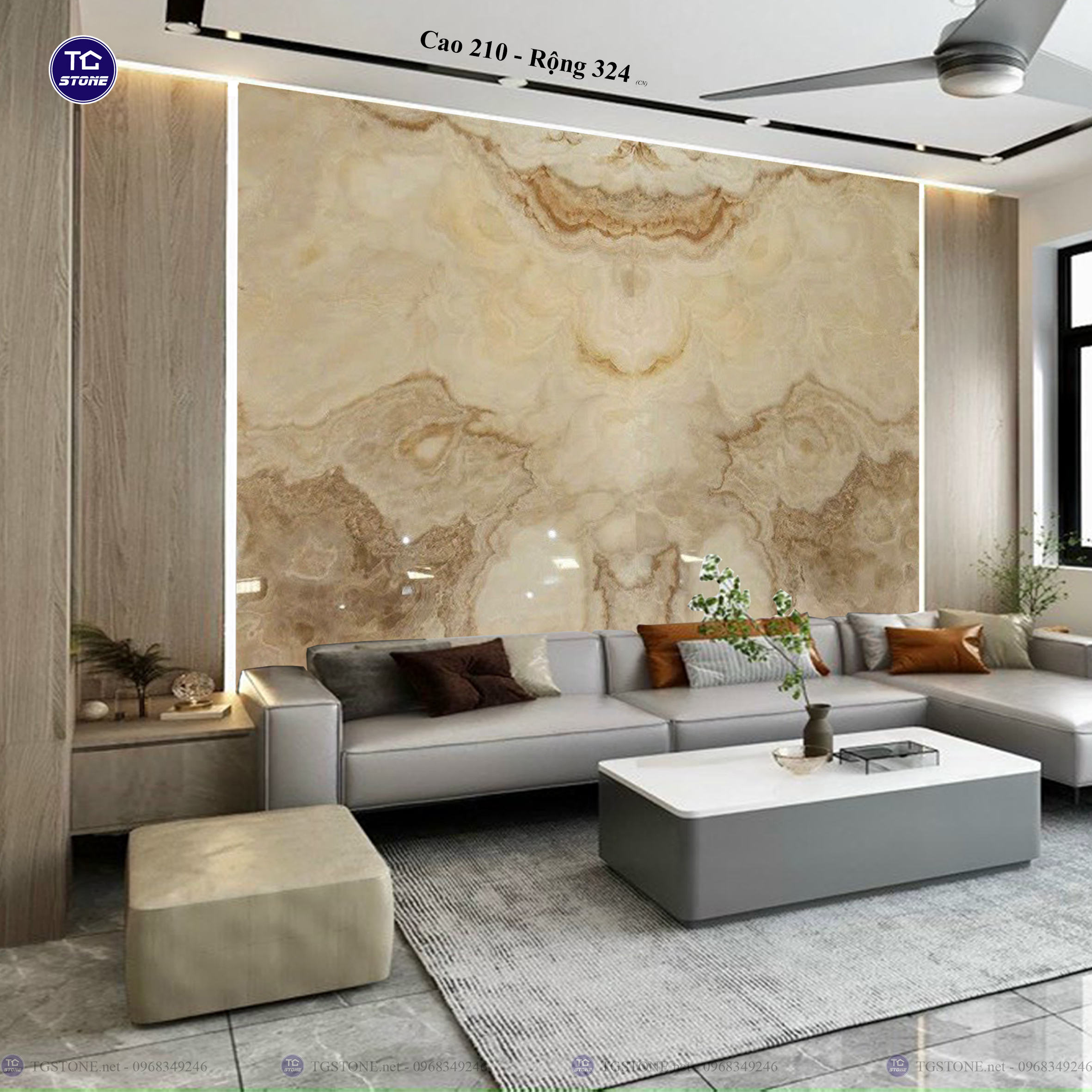Tranh Đá Đối Xứng Tự Nhiên Xuyên Sáng Onyx 273