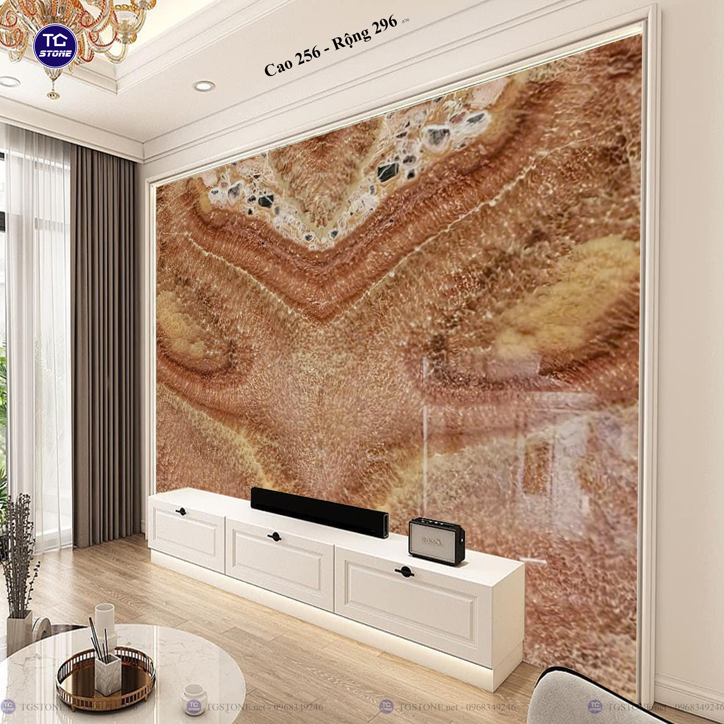 Tranh Đá Đối Xứng Tự Nhiên Xuyên Sáng Onyx 277