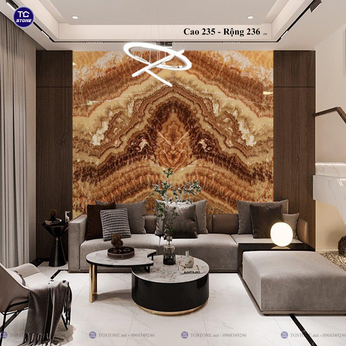 Tranh Đá Đối Xứng Tự Nhiên Xuyên Sáng Onyx 278
