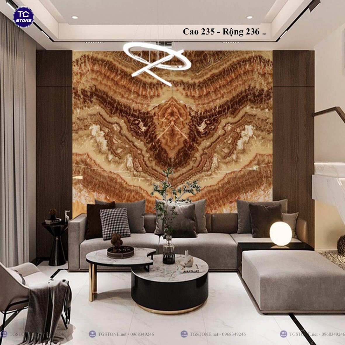 Tranh Đá Đối Xứng Tự Nhiên Xuyên Sáng Onyx 279