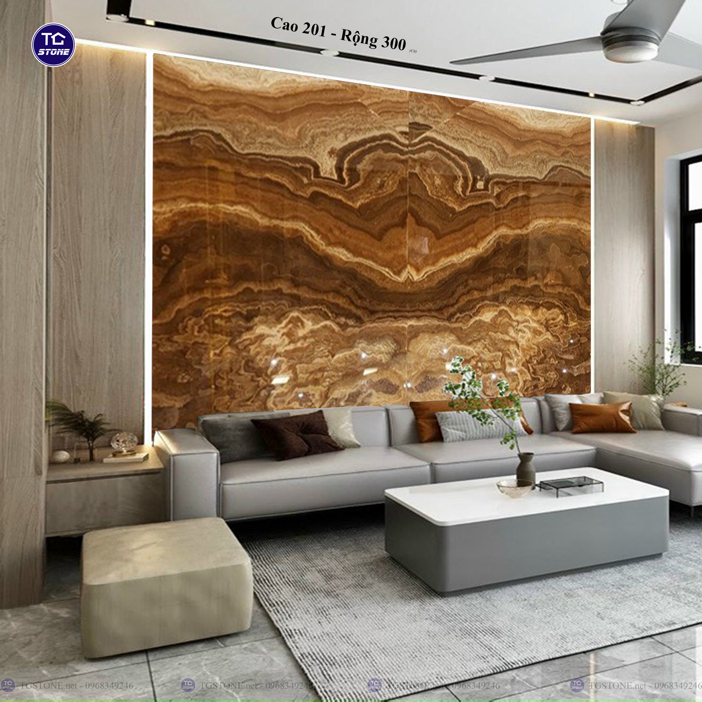 Tranh Đá Đối Xứng Tự Nhiên Xuyên Sáng Onyx 283