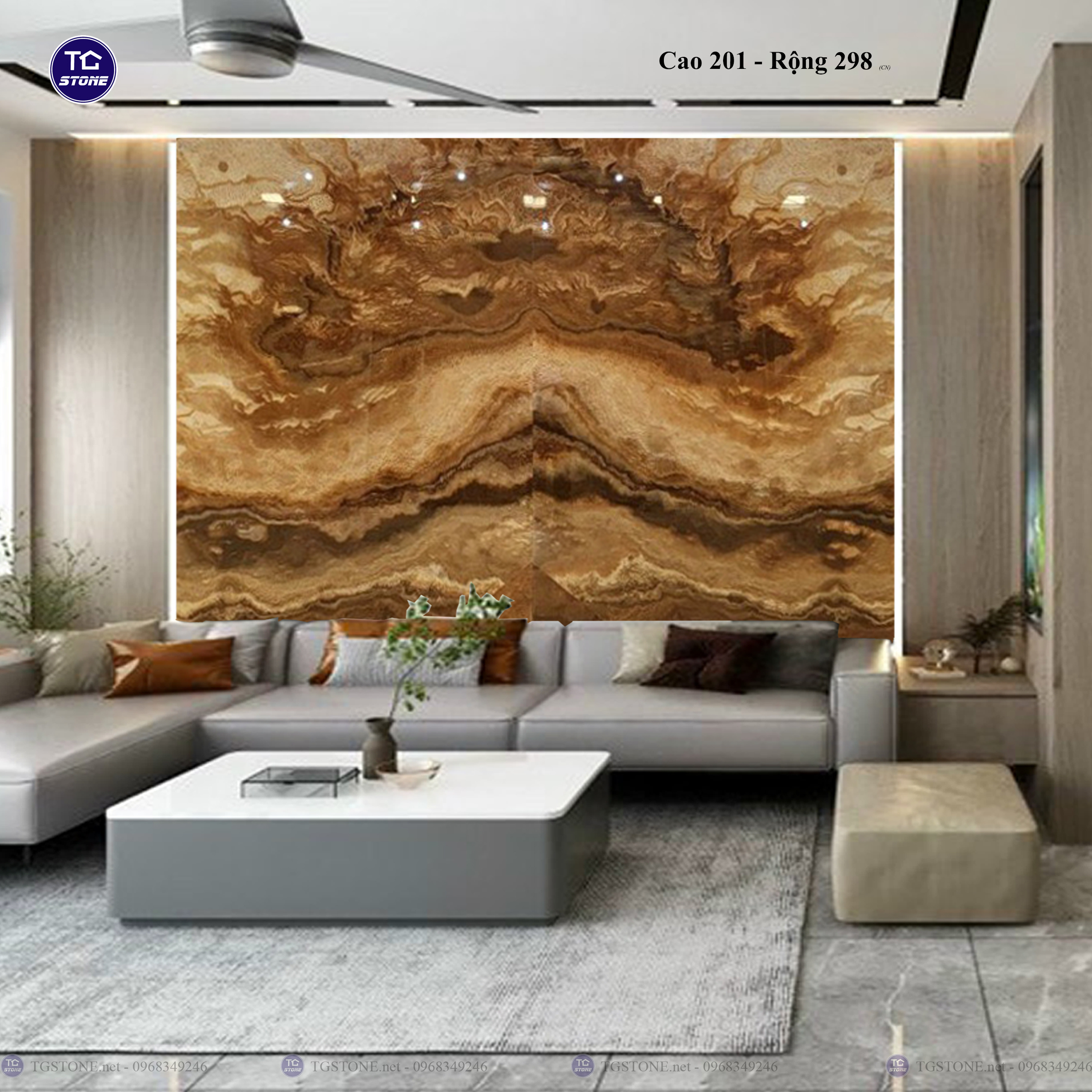 Tranh Đá Đối Xứng Tự Nhiên Xuyên Sáng Onyx 284