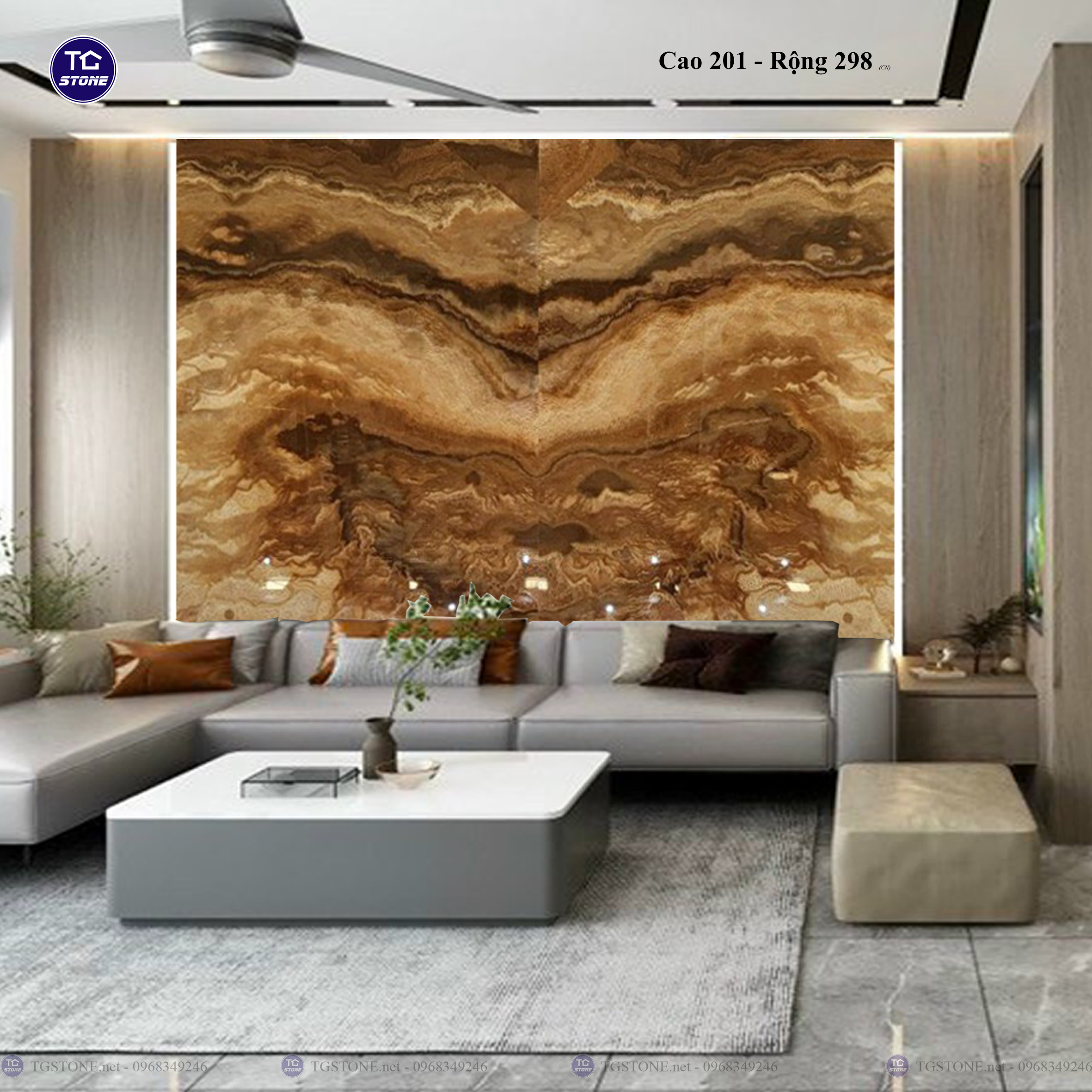 Tranh Đá Đối Xứng Tự Nhiên Xuyên Sáng Onyx 285