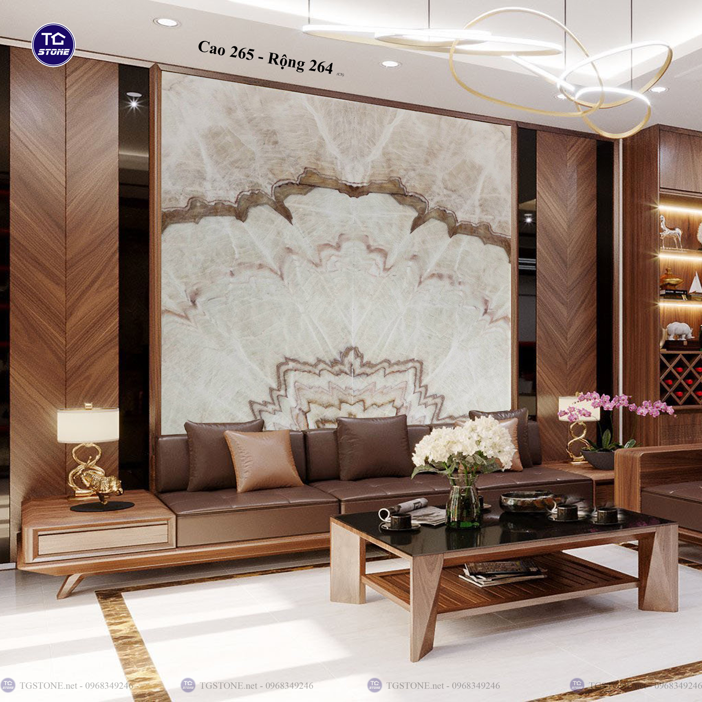 Tranh Đá Đối Xứng Tự Nhiên Xuyên Sáng Onyx 288