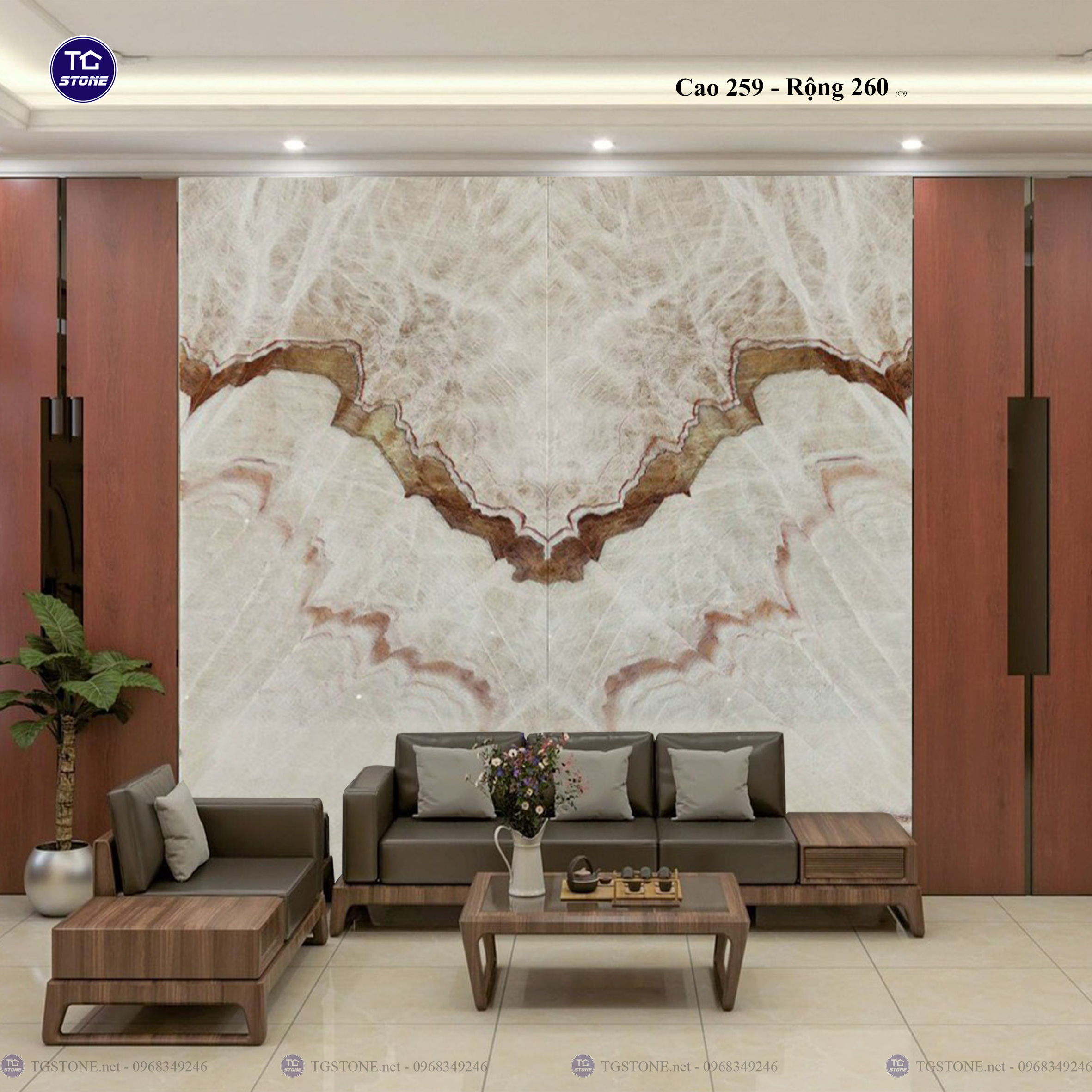 Tranh Đá Đối Xứng Tự Nhiên Xuyên Sáng Onyx 293