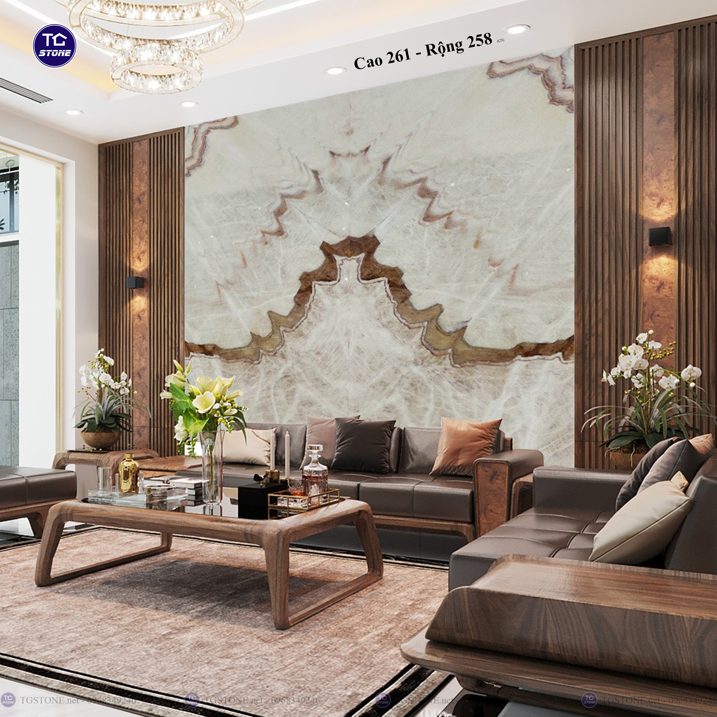 Tranh Đá Đối Xứng Tự Nhiên Xuyên Sáng Onyx 296