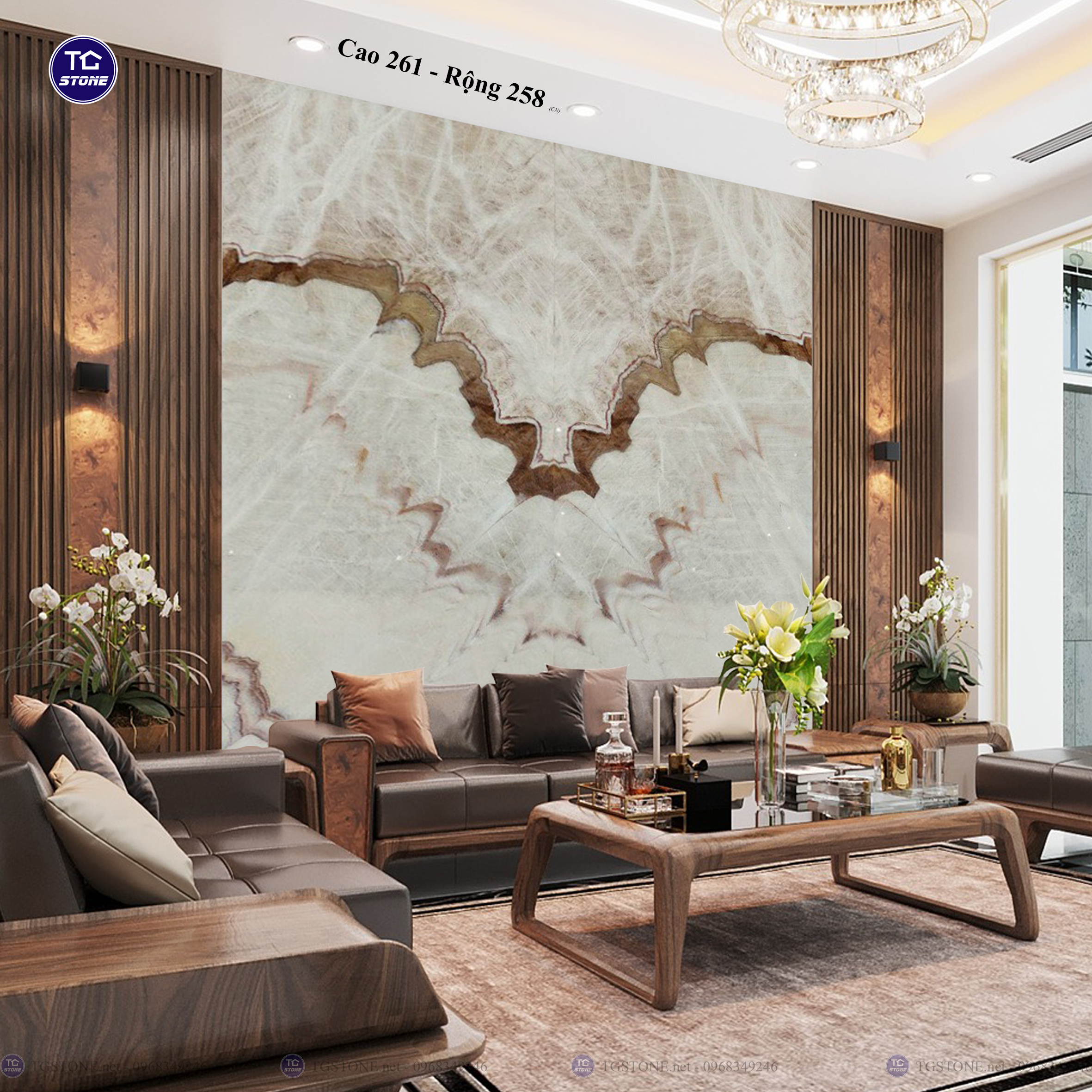 Tranh Đá Đối Xứng Tự Nhiên Xuyên Sáng Onyx 297