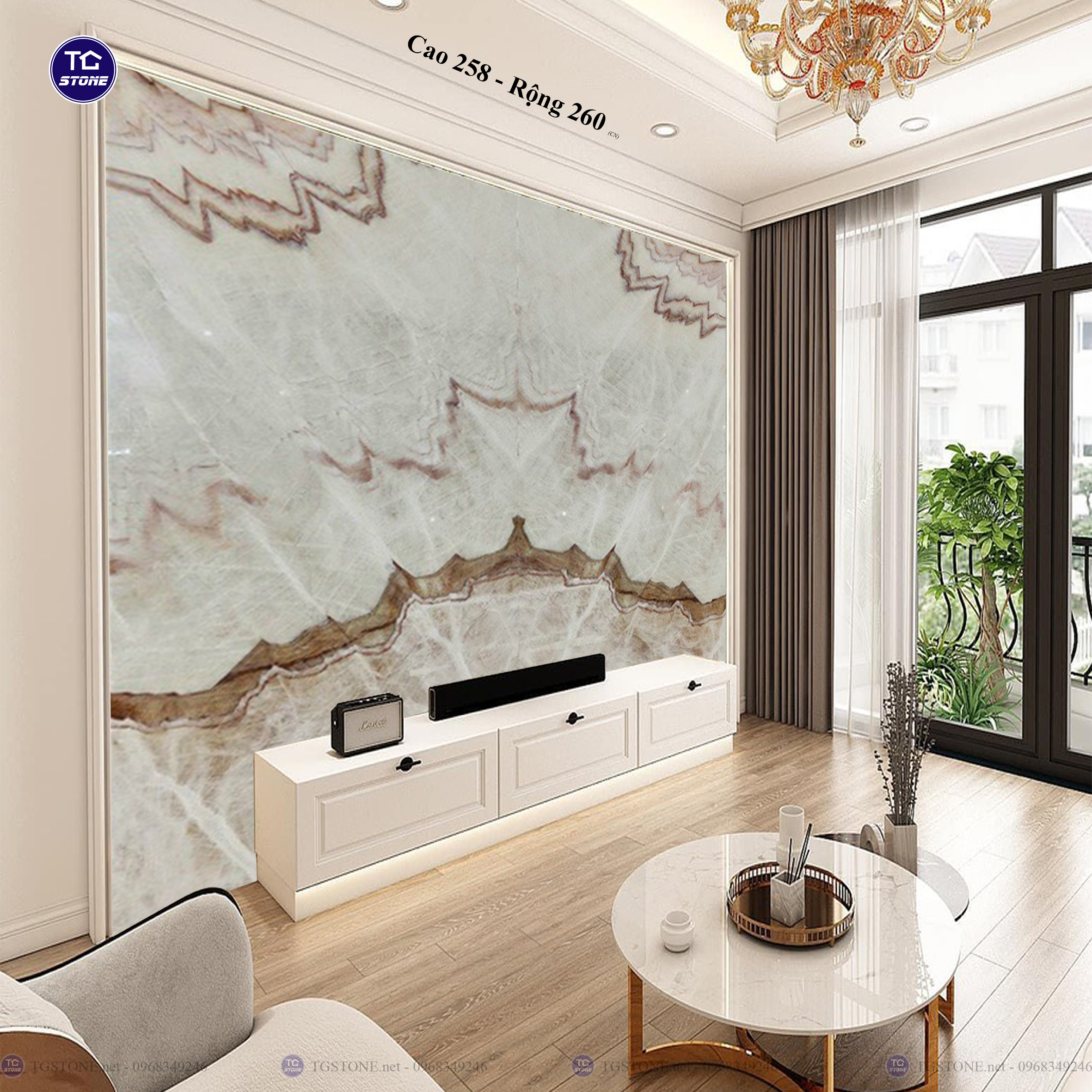 Tranh Đá Đối Xứng Tự Nhiên Xuyên Sáng Onyx 298