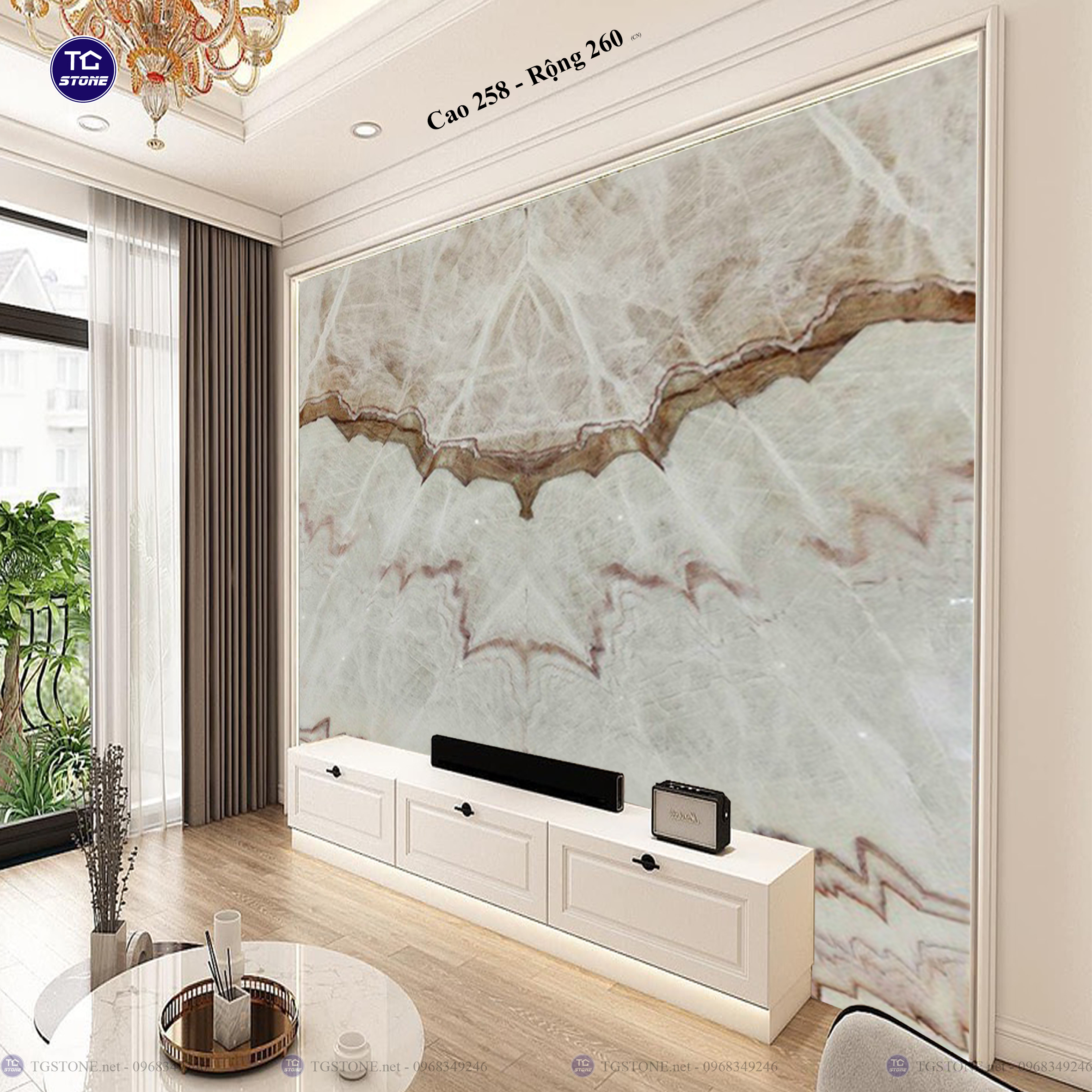 Tranh Đá Đối Xứng Tự Nhiên Xuyên Sáng Onyx 299