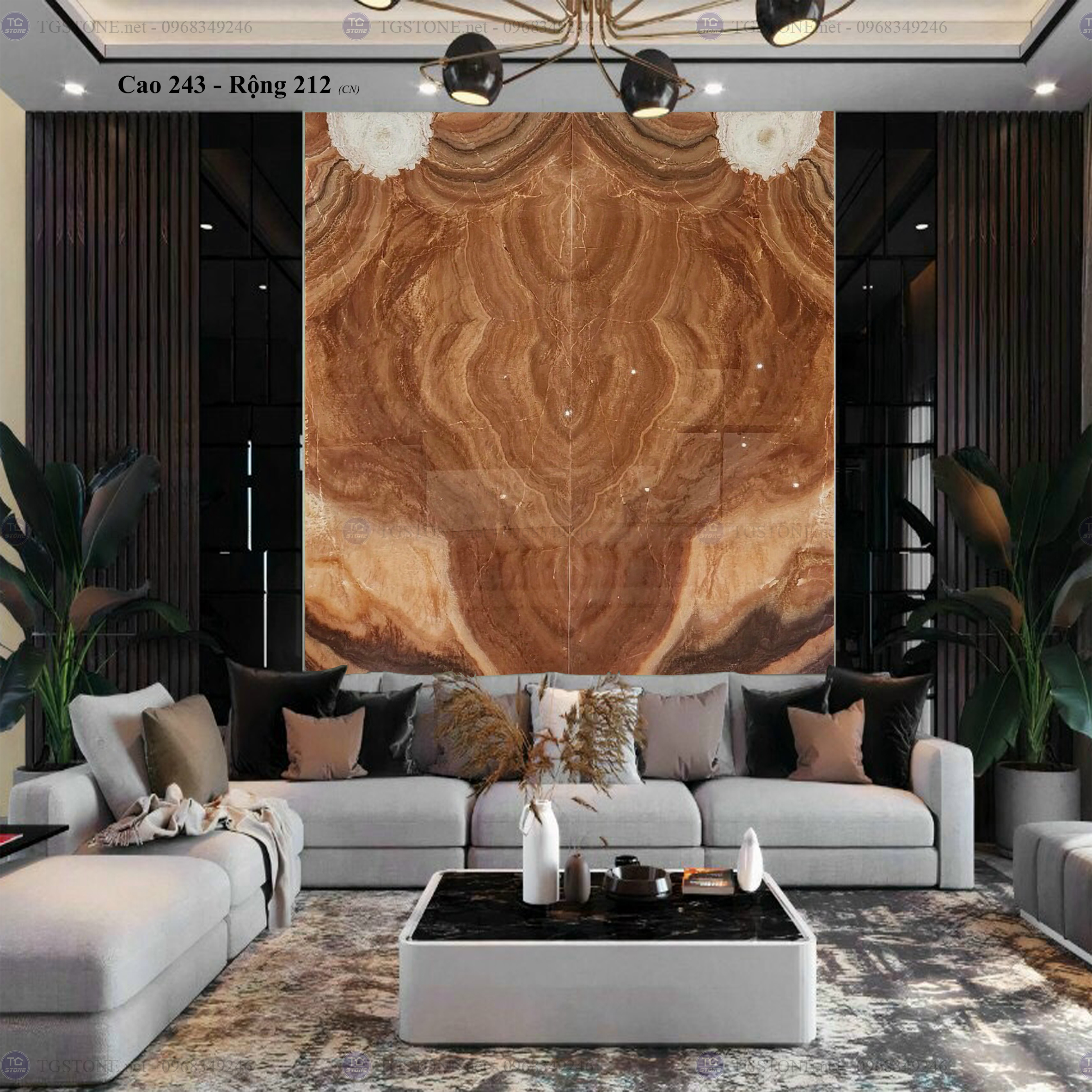 Tranh Đá Đối Xứng Tự Nhiên Xuyên Sáng Onyx 30